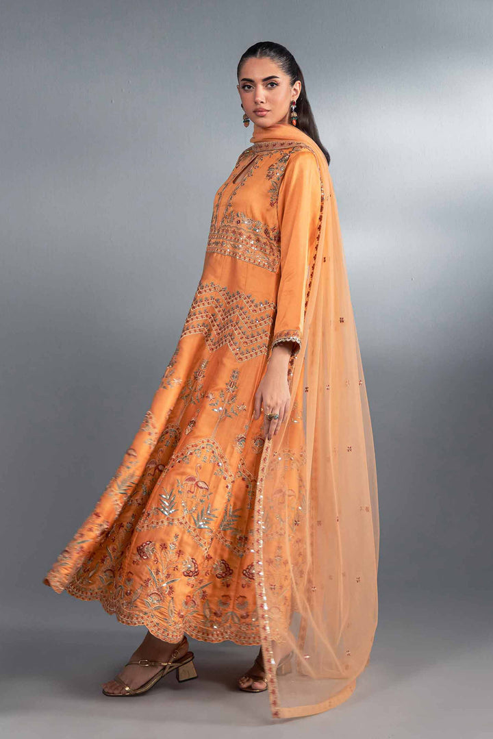 2 Peach Net & Lakhani Chiffon Embroidered Suit