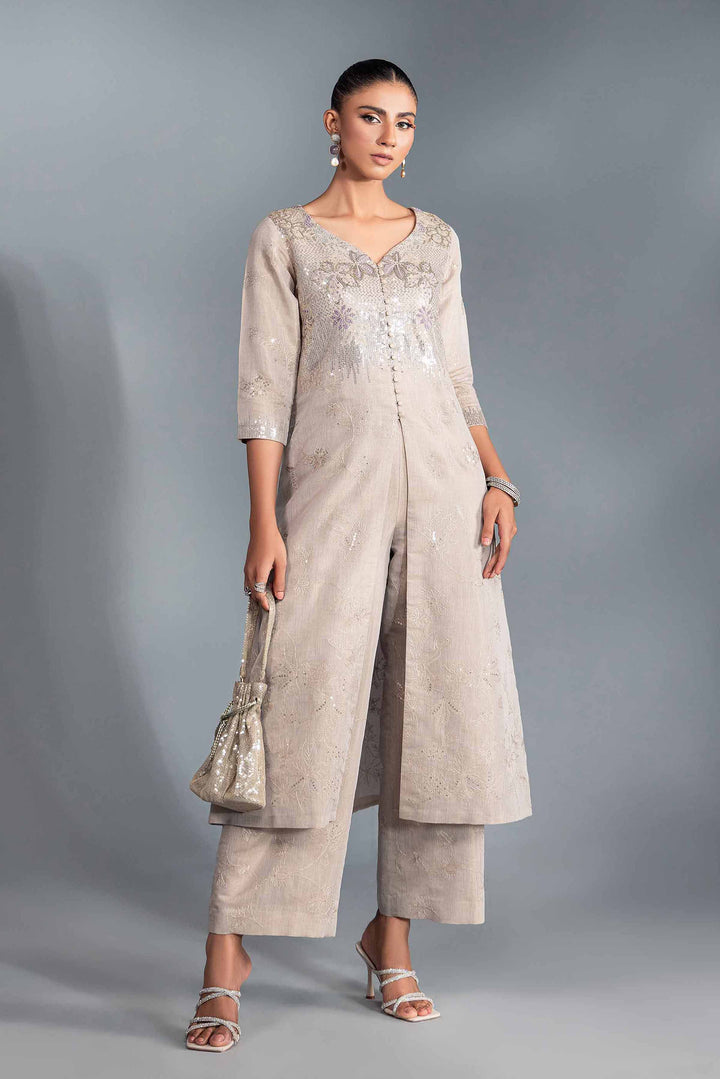 2 Piece Nude Lakhani Chiffon Embroidered Suit