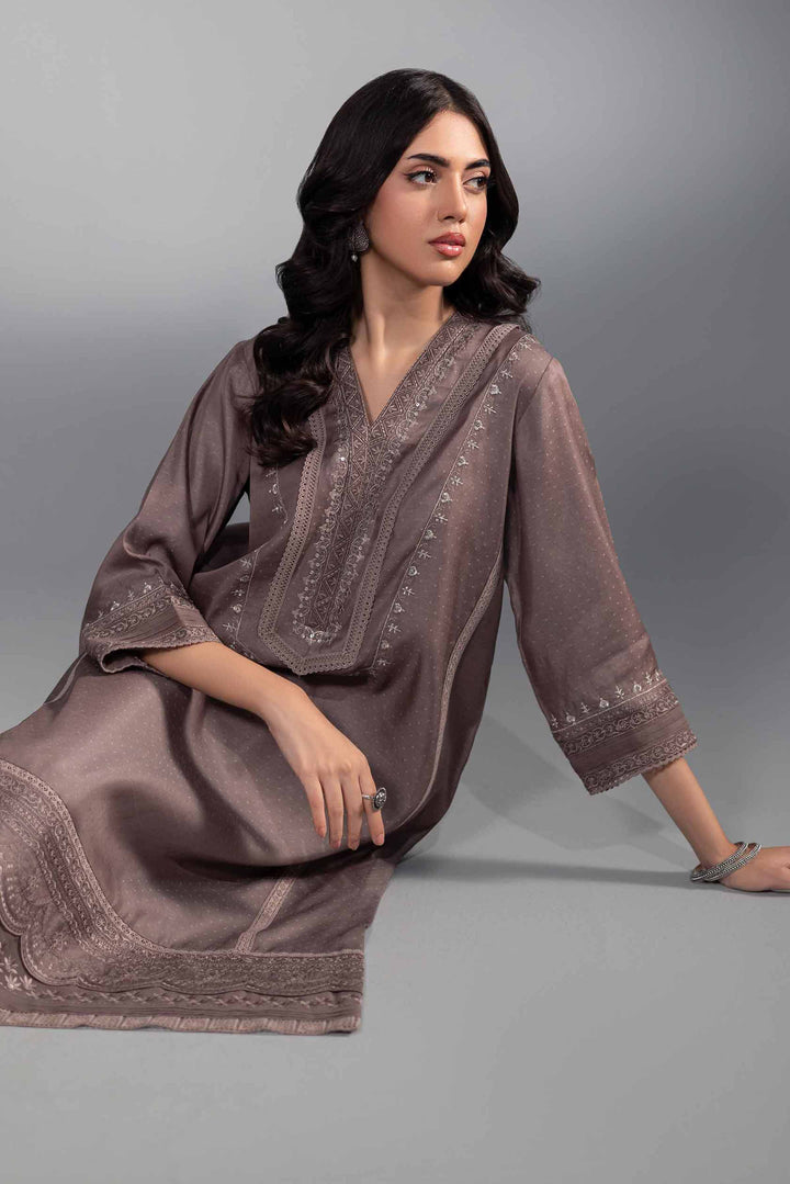 2 Piece Silk Grey Embroidered Suit