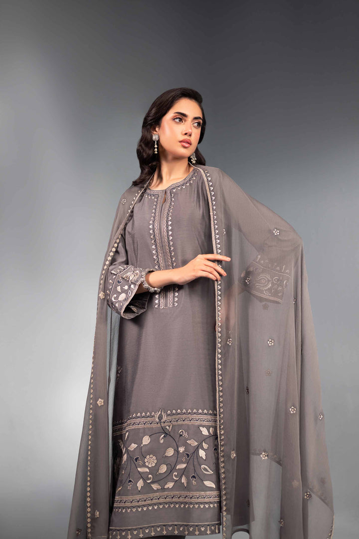 3 Piece Bemberg Chiffon & Matka Silk Wintet Suit