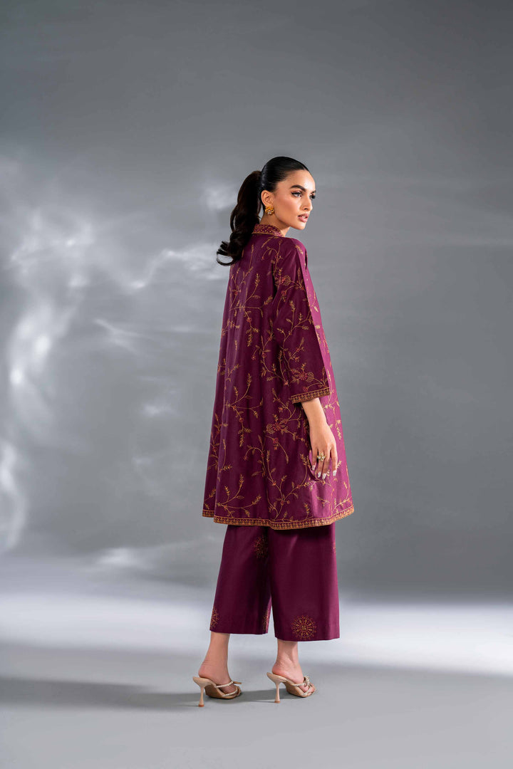 2 Piece Magenta Embroidered Karandi Suit