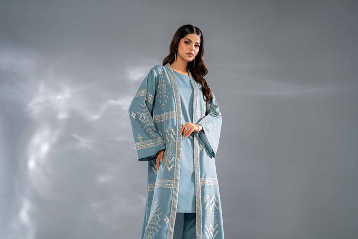 3 Piece Teal Embroidered Karandi Suit