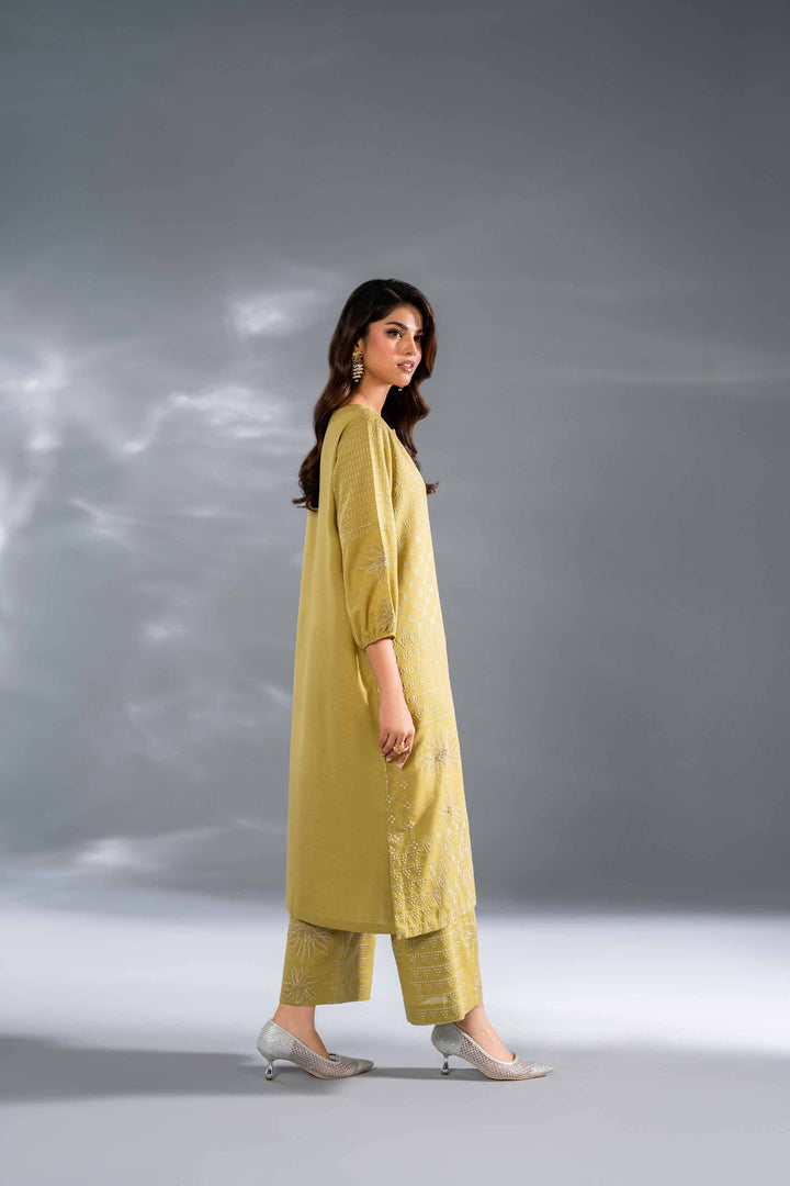 2 Piece Lime Embroidered Karandi Suit