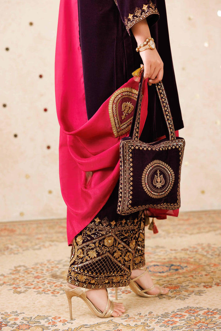 Embroidered Pouch - KFW25-142 Luxury Pret Cross Season Edit 2025