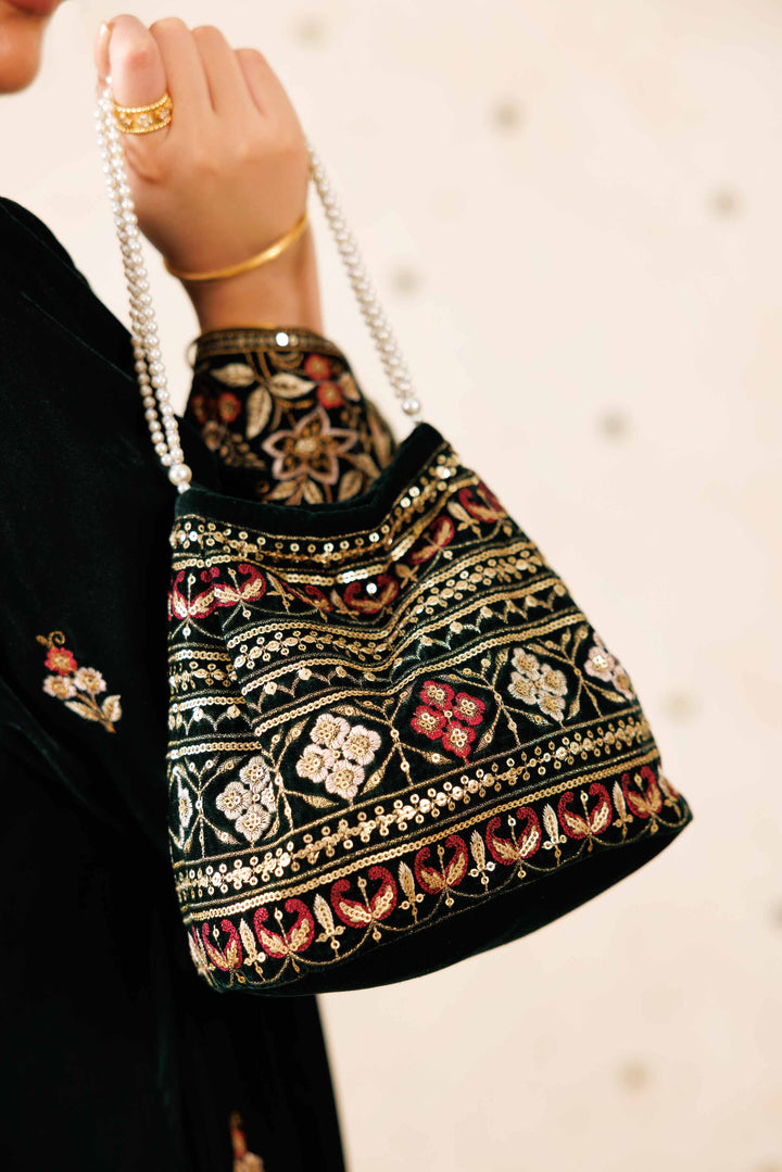 Embroidered Pouch - KFW25-146 Luxury Pret Cross Season Edit 2025