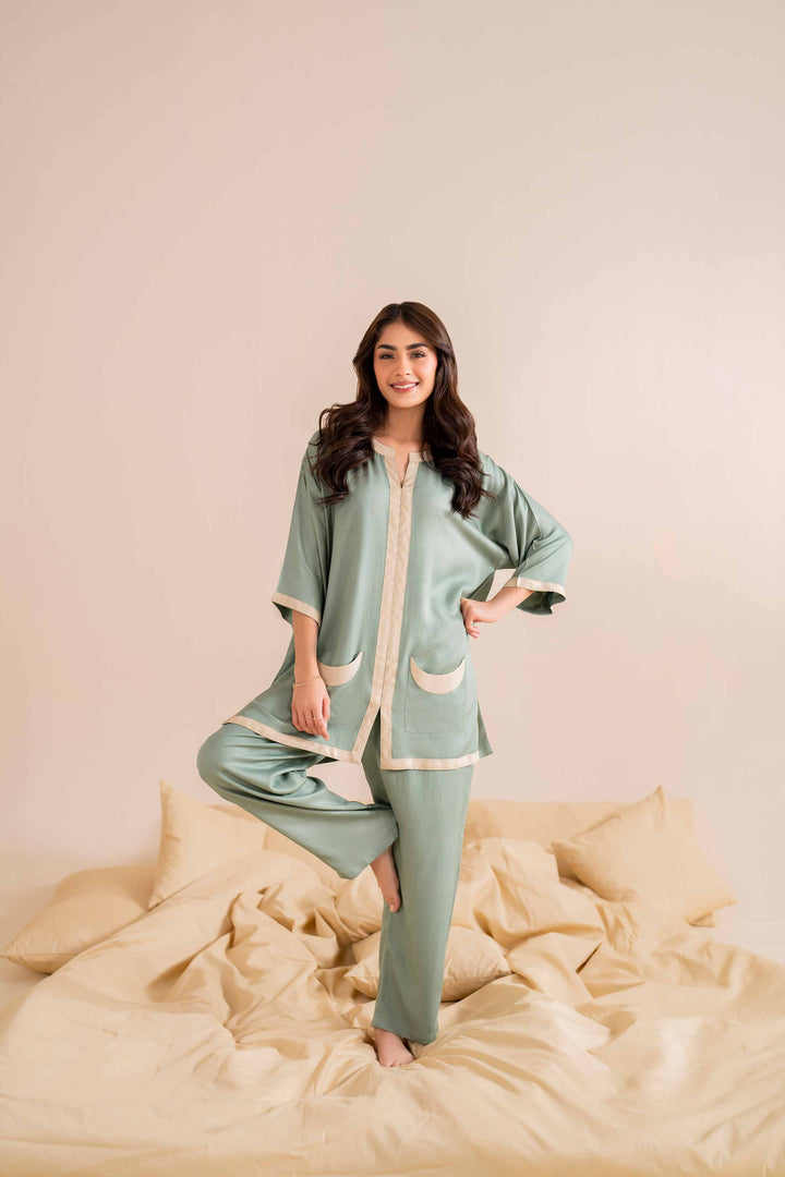 2 Piece Sage Cotail Basic Loungewear