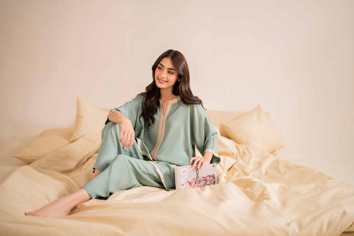 2 Piece Sage Cotail Basic Loungewear