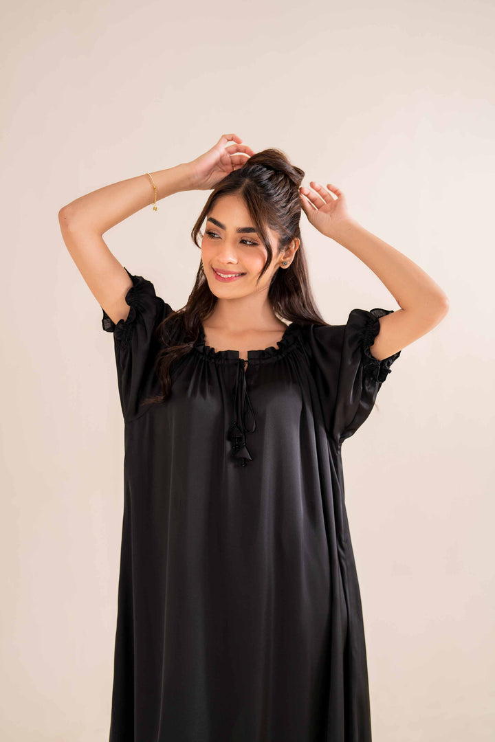 Black Silk Basic Loungewear