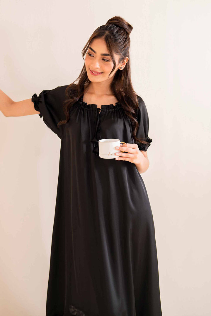 Black Silk Basic Loungewear