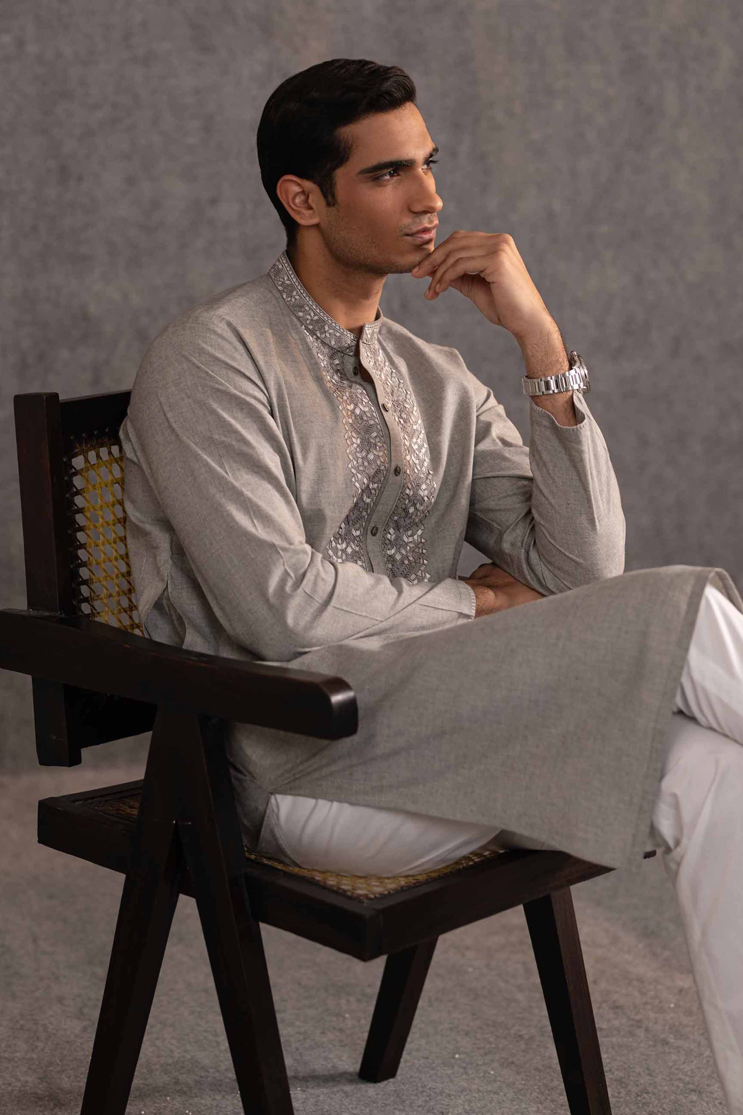 2 Piece - Embroidered Naqsh Suit - KNS25-10 for Men - Menswear Collection | Nishat | Shop Online