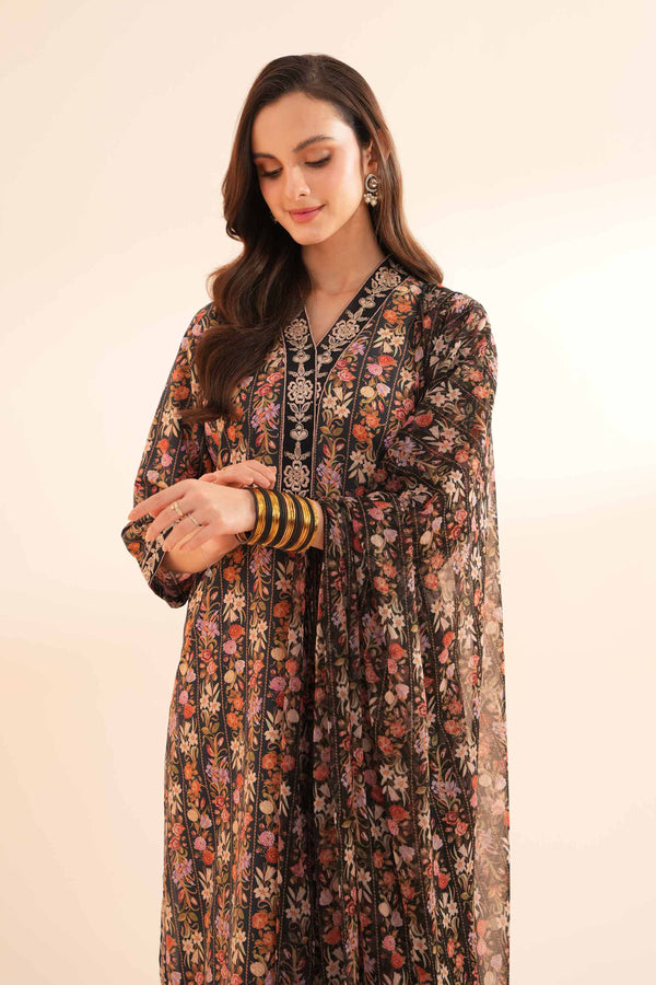 3 Piece - Printed Embroidered Suit - KPE24-07
