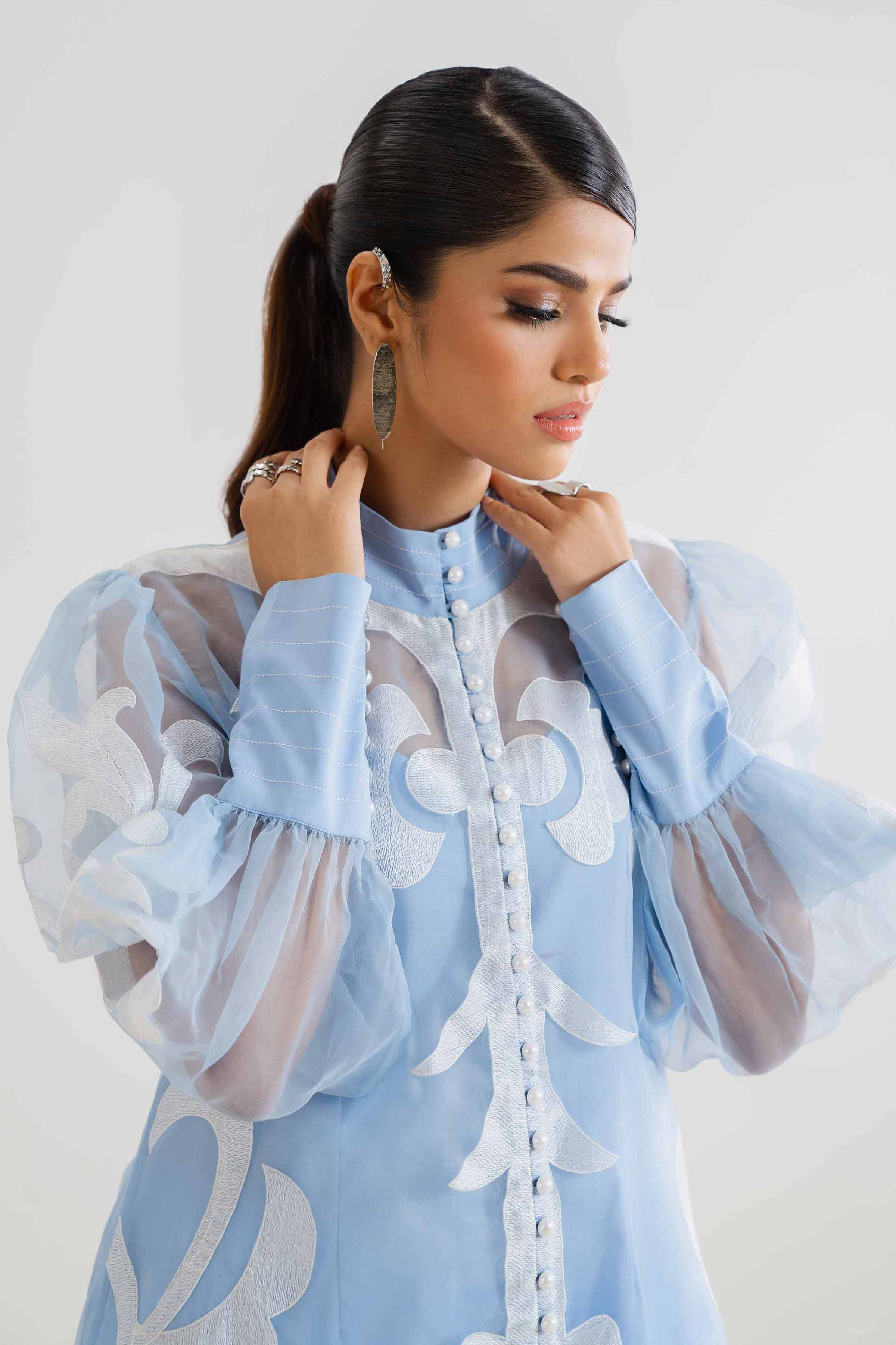Pret Ice Blue Organza & Import Fabric 2 Piece Suit