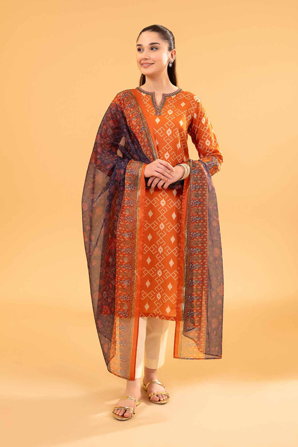 2 Piece - Printed Embroidered Suit - PE24-248