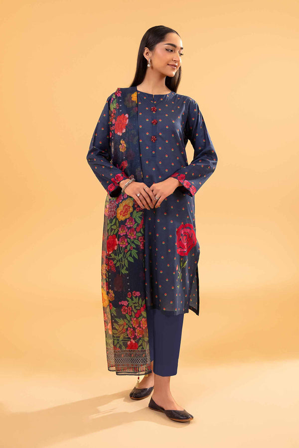 3 Piece - Printed Embroidered Suit - PE24-268