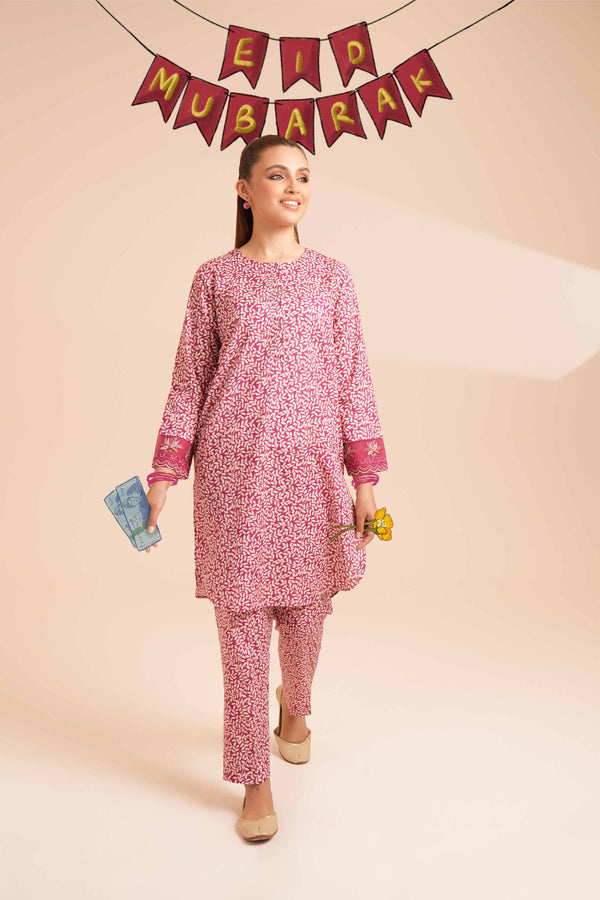 2 Piece - Printed Embroidered Suit - PE24-338