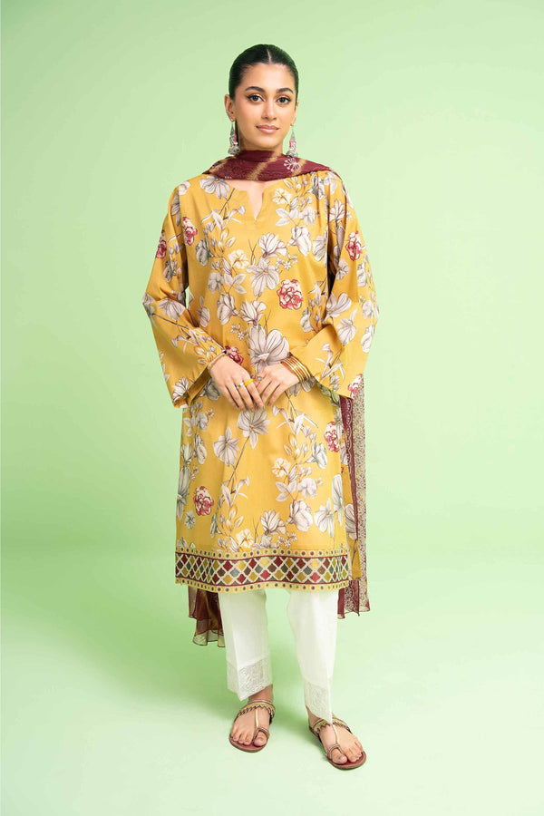 2 Piece - Printed Embroidered Suit - PE24-375