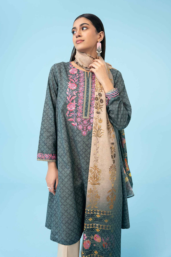 2 Piece - Printed Embroidered Suit - PE24-376