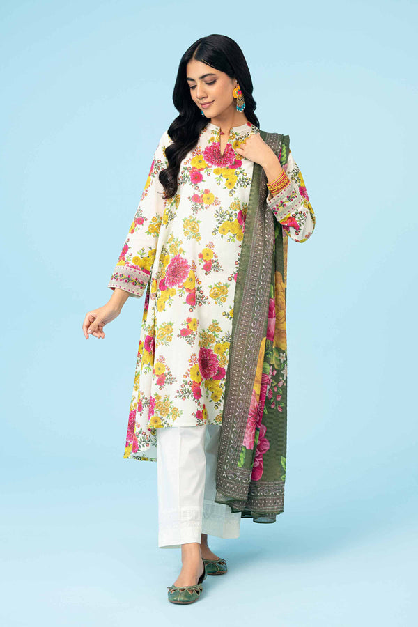 2 Piece - Printed Embroidered Suit - PE24-384