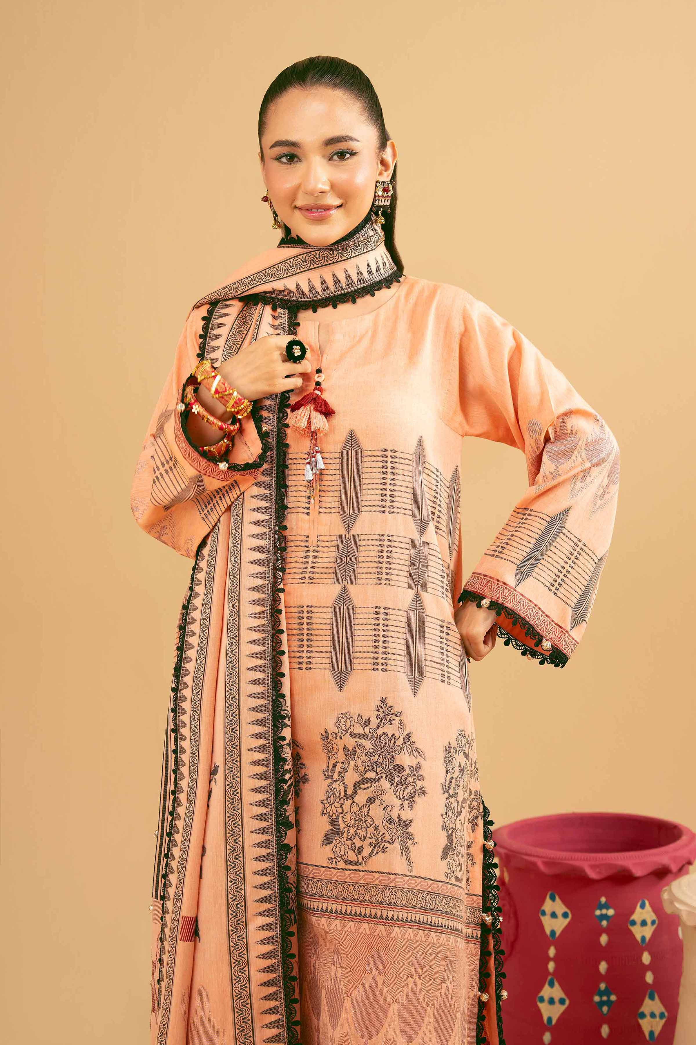 dress with long chiffon sleeves Pleated Chiffon Floral Midi Dress main image 1