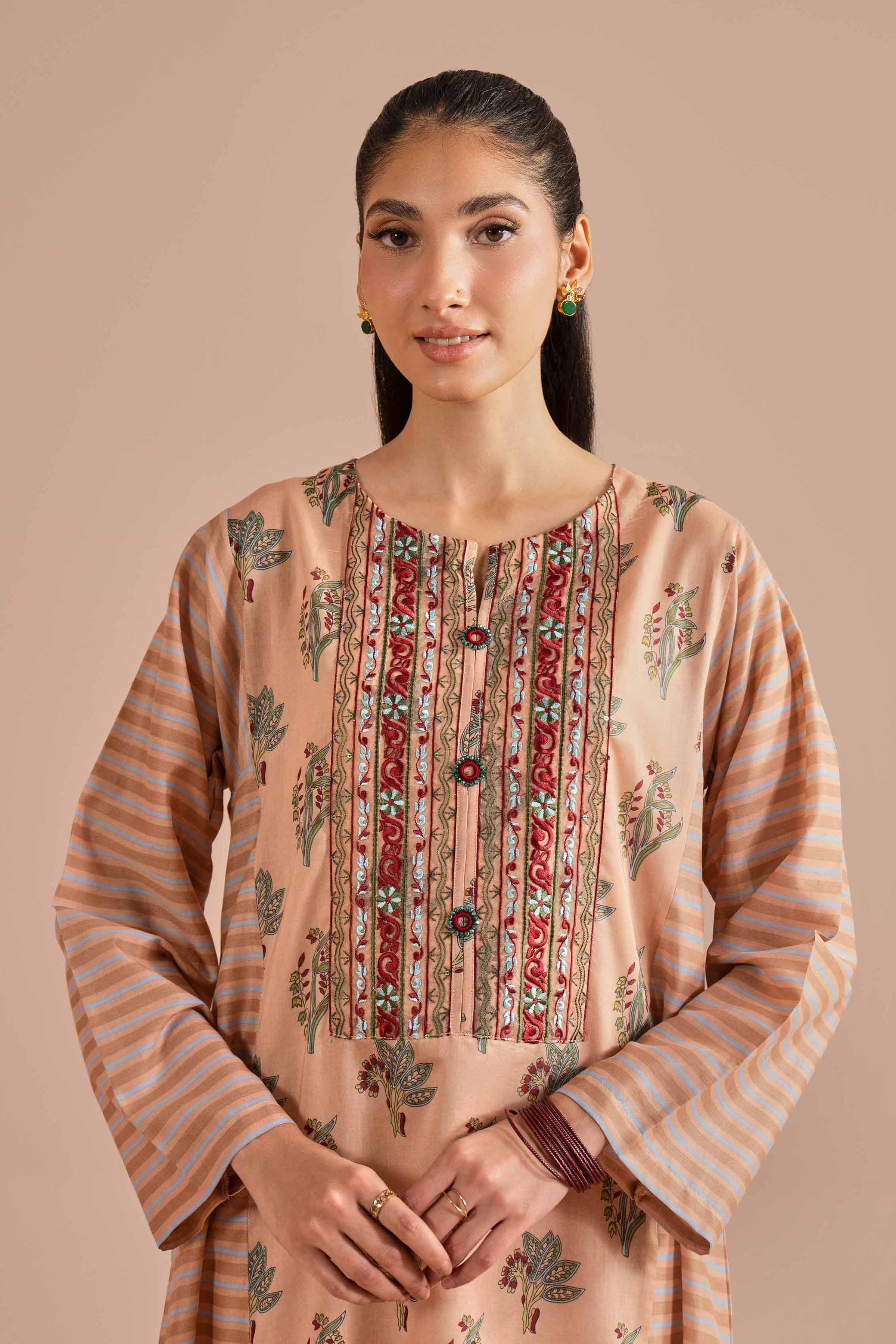 Printed Embroidered Shirt - PE26-01 for Women - Pret Collection | Nishat | Shop Online