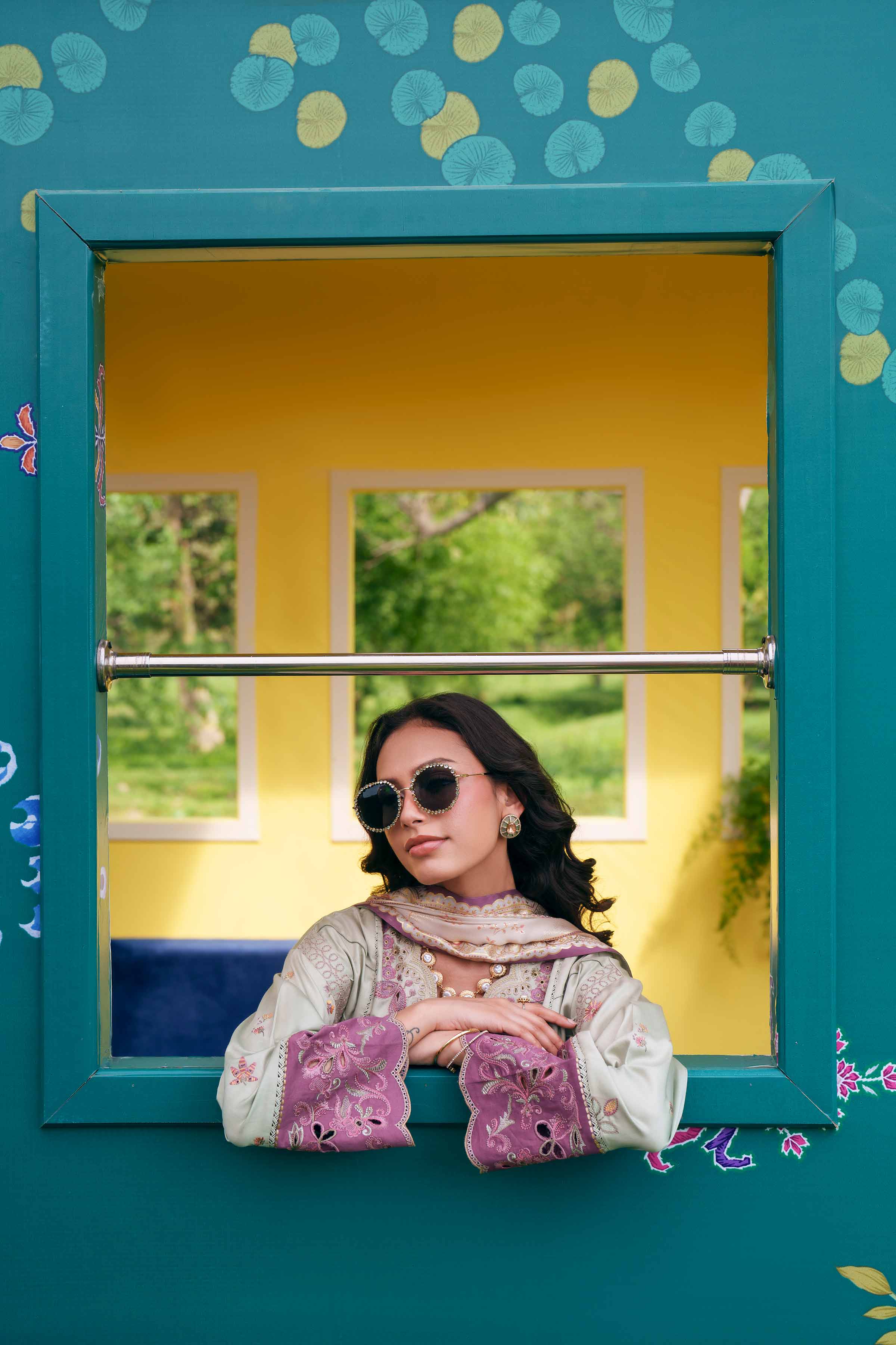 3 Piece - Printed Embroidered Suit - PE26-126