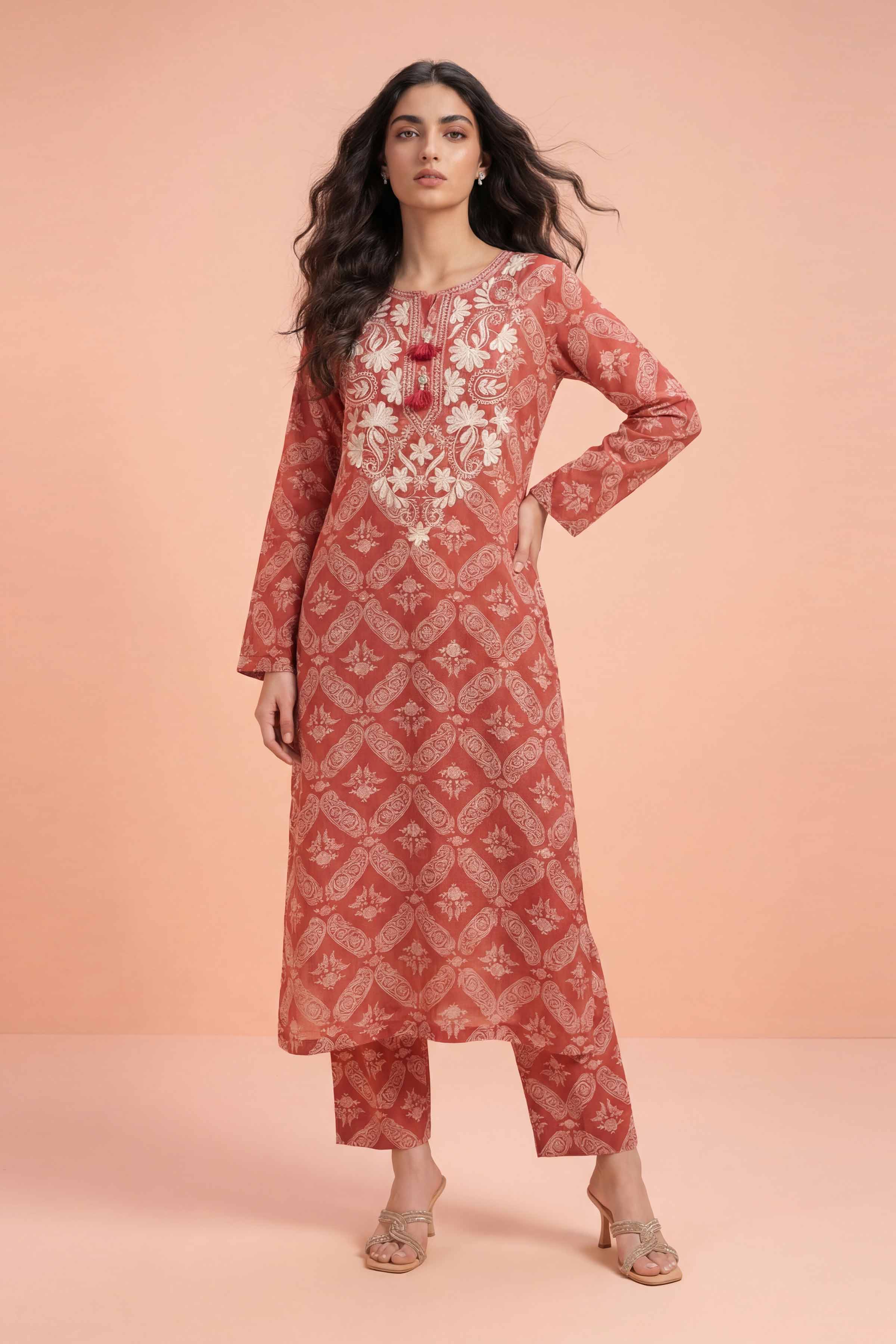 2 Piece - Embroidered Suit - PE26-210