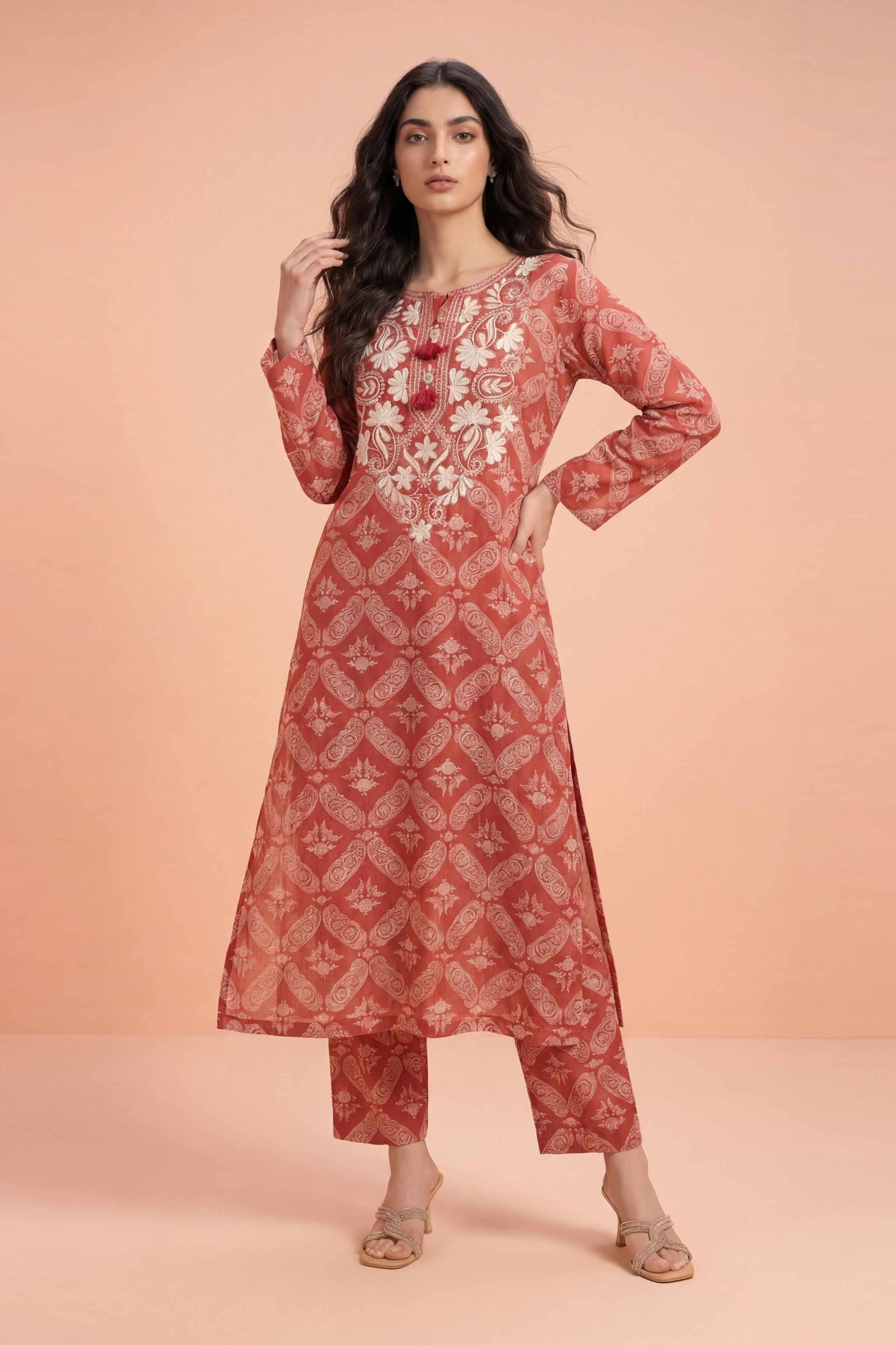 2 Piece - Embroidered Suit - PE26-210