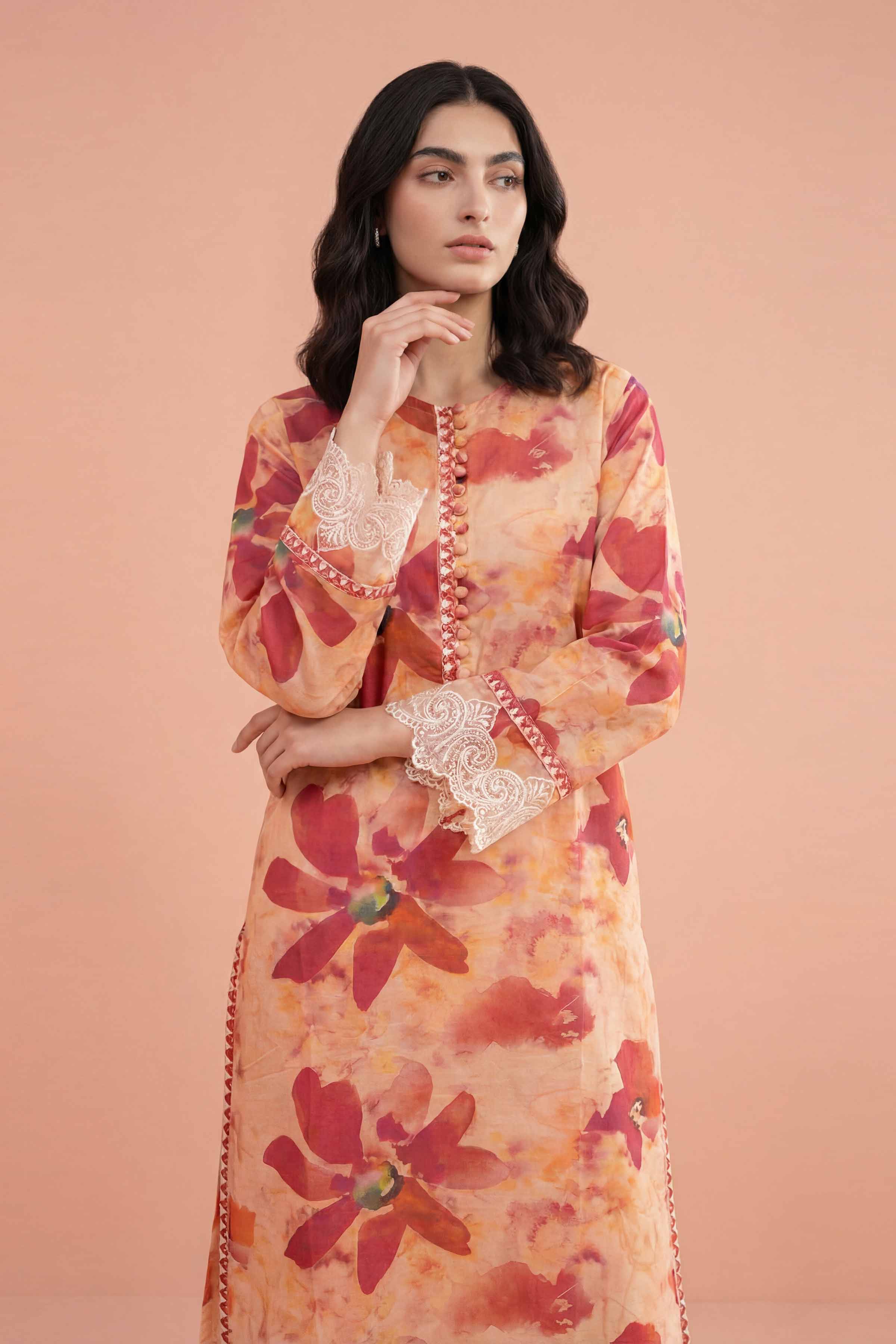 2 Piece - Printed Embroidered Suit - PE26-225