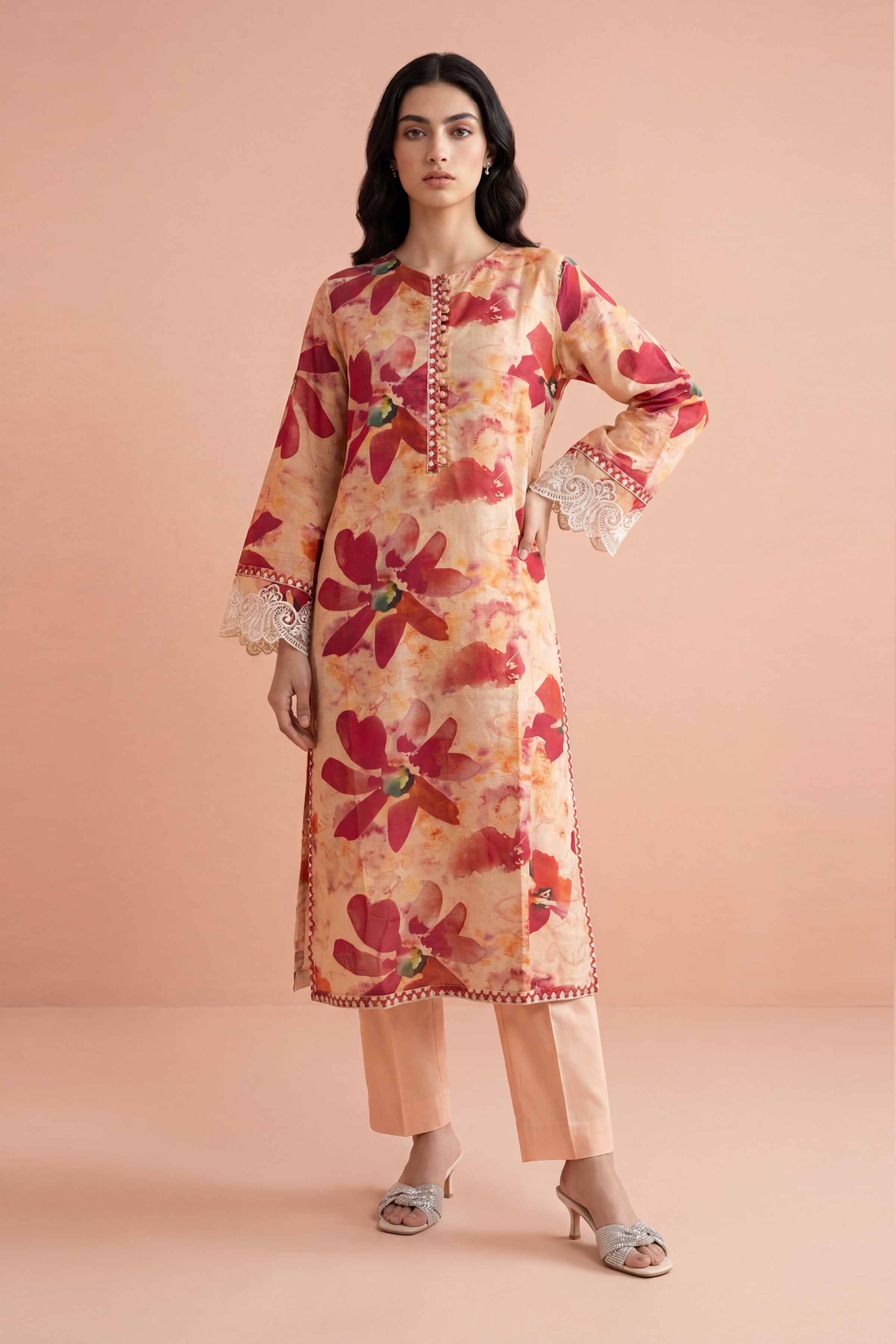 2 Piece - Printed Embroidered Suit - PE26-225