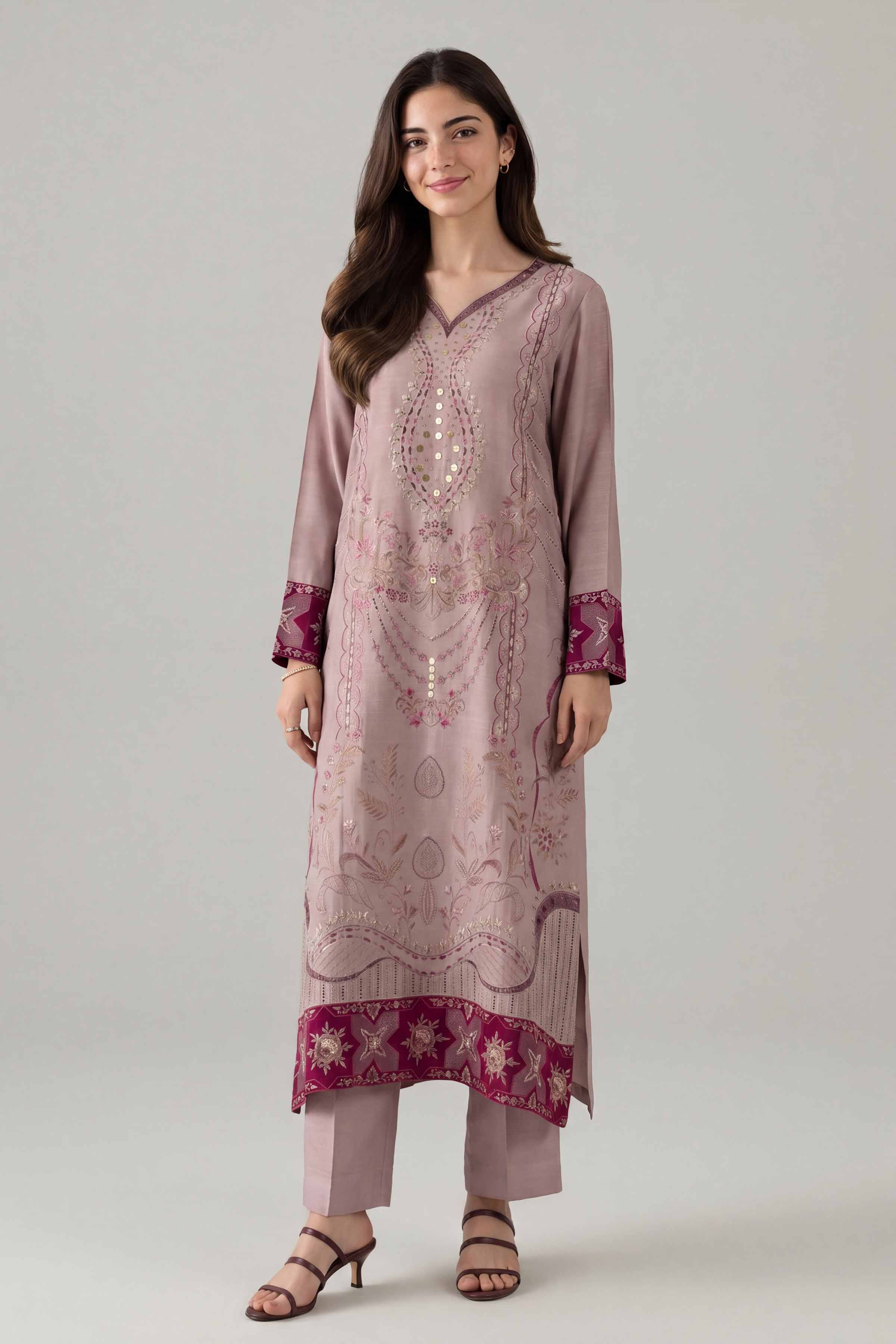 2 Piece - Embroidered Suit - PE26-258