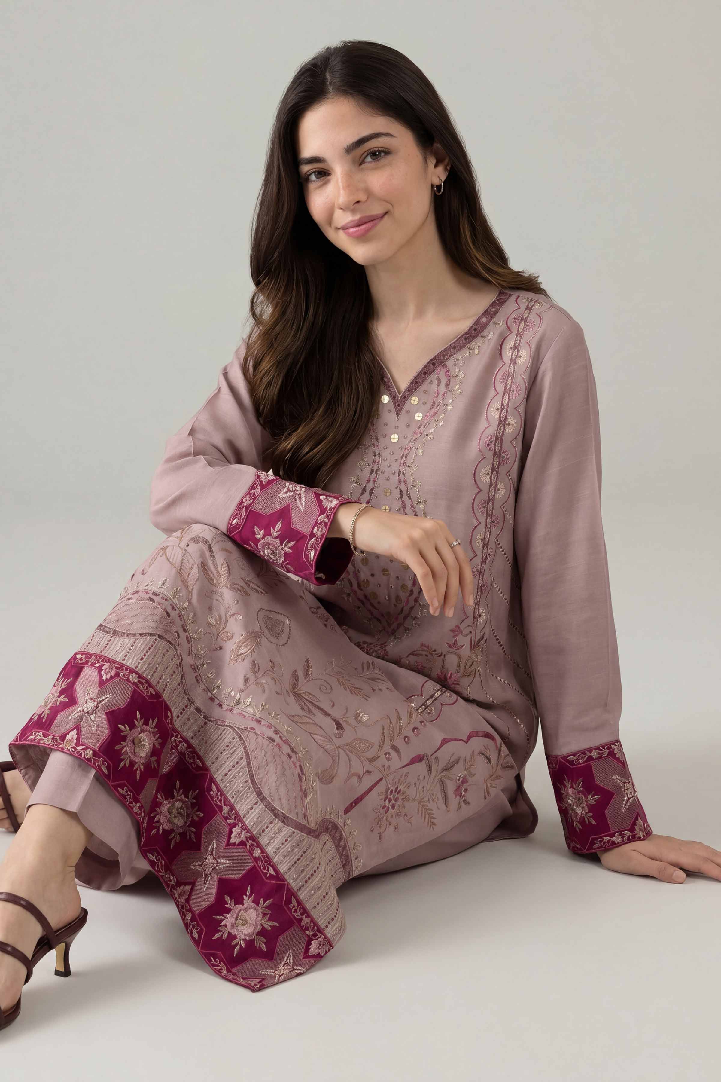 2 Piece - Embroidered Suit - PE26-258
