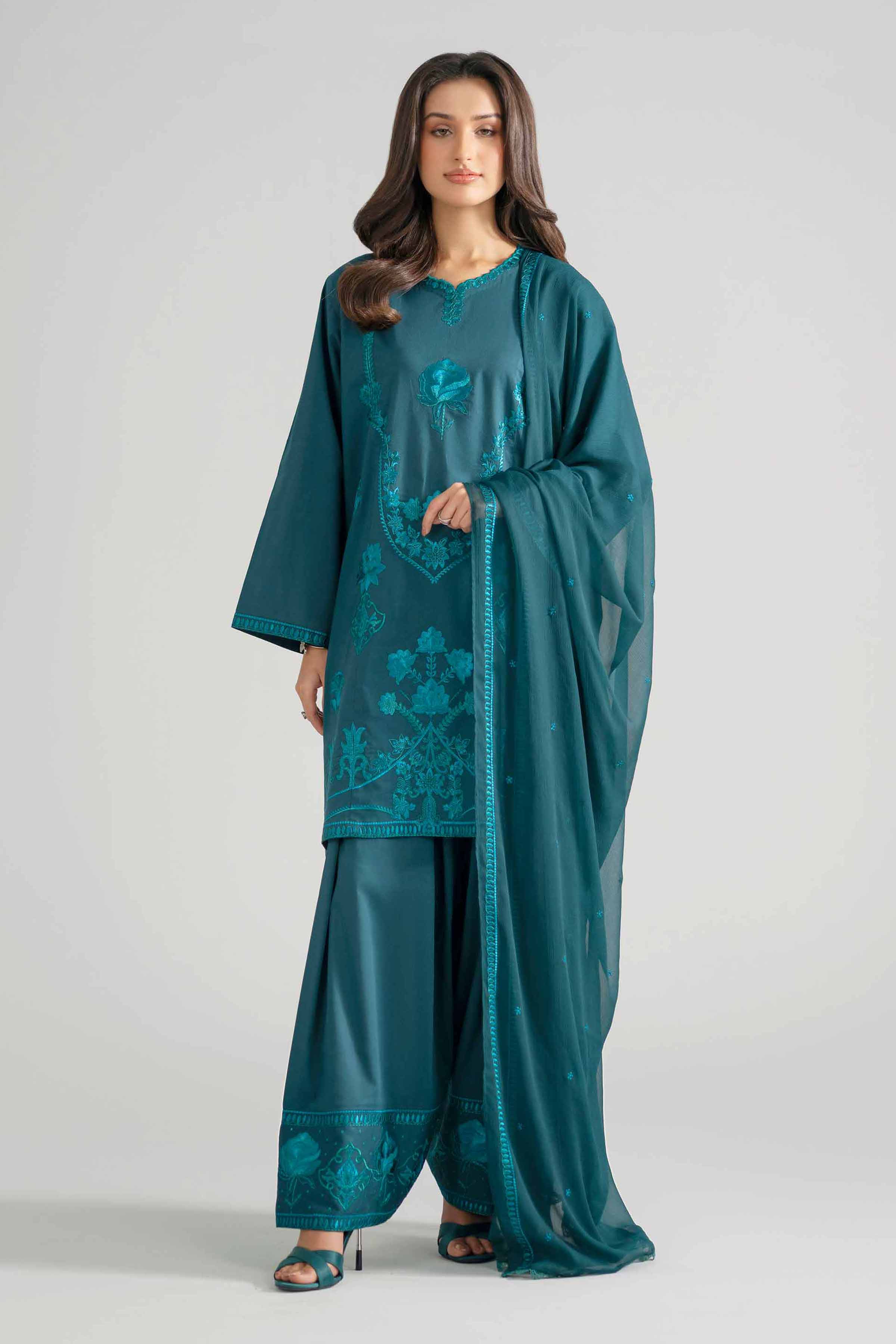 3 Piece - Embroidered Suit - PE26-301