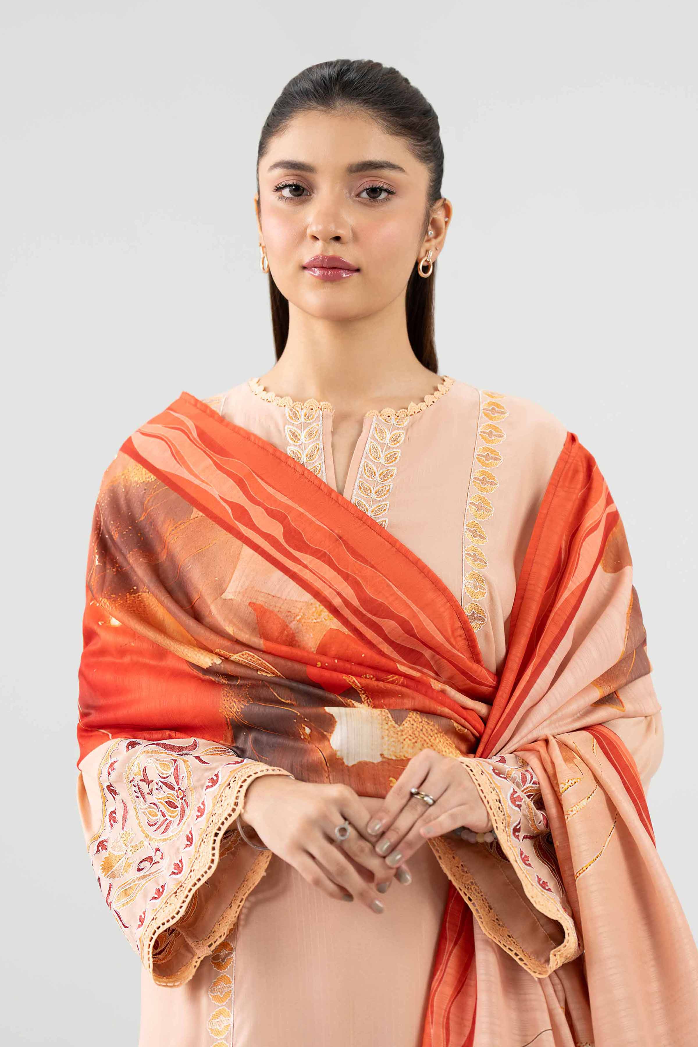3 Piece - Printed Embroidered Suit - PE26-303