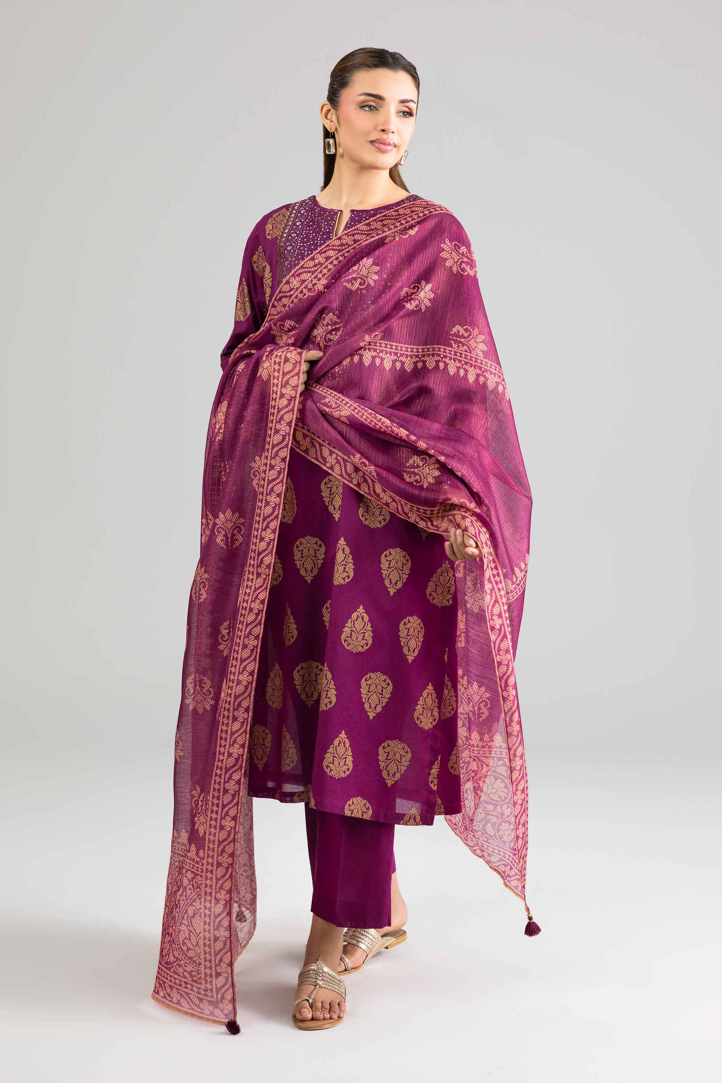 3 Piece - Printed Embroidered Suit - PE26-337