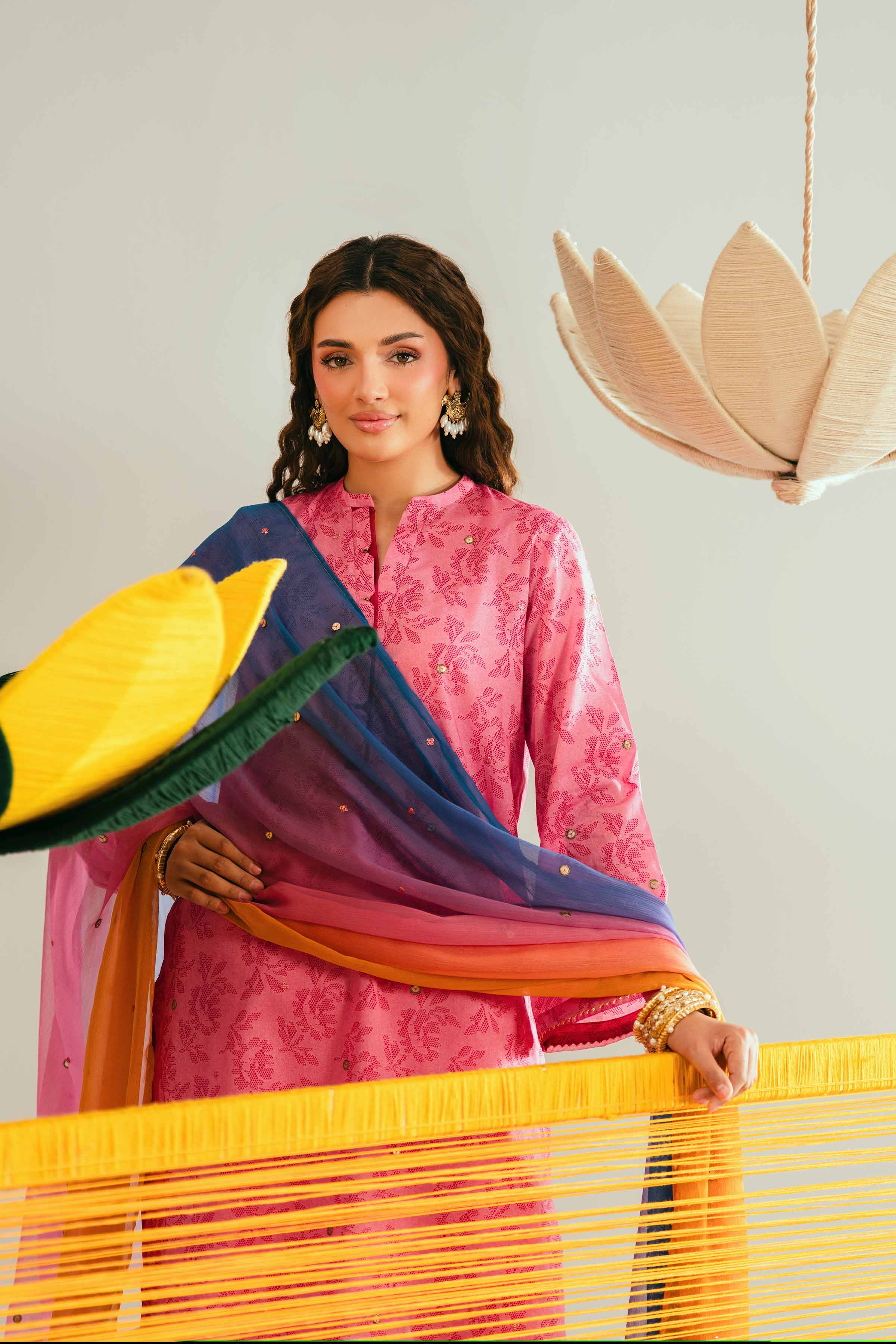 3 Piece - Printed Embroidered Suit - PE26-339