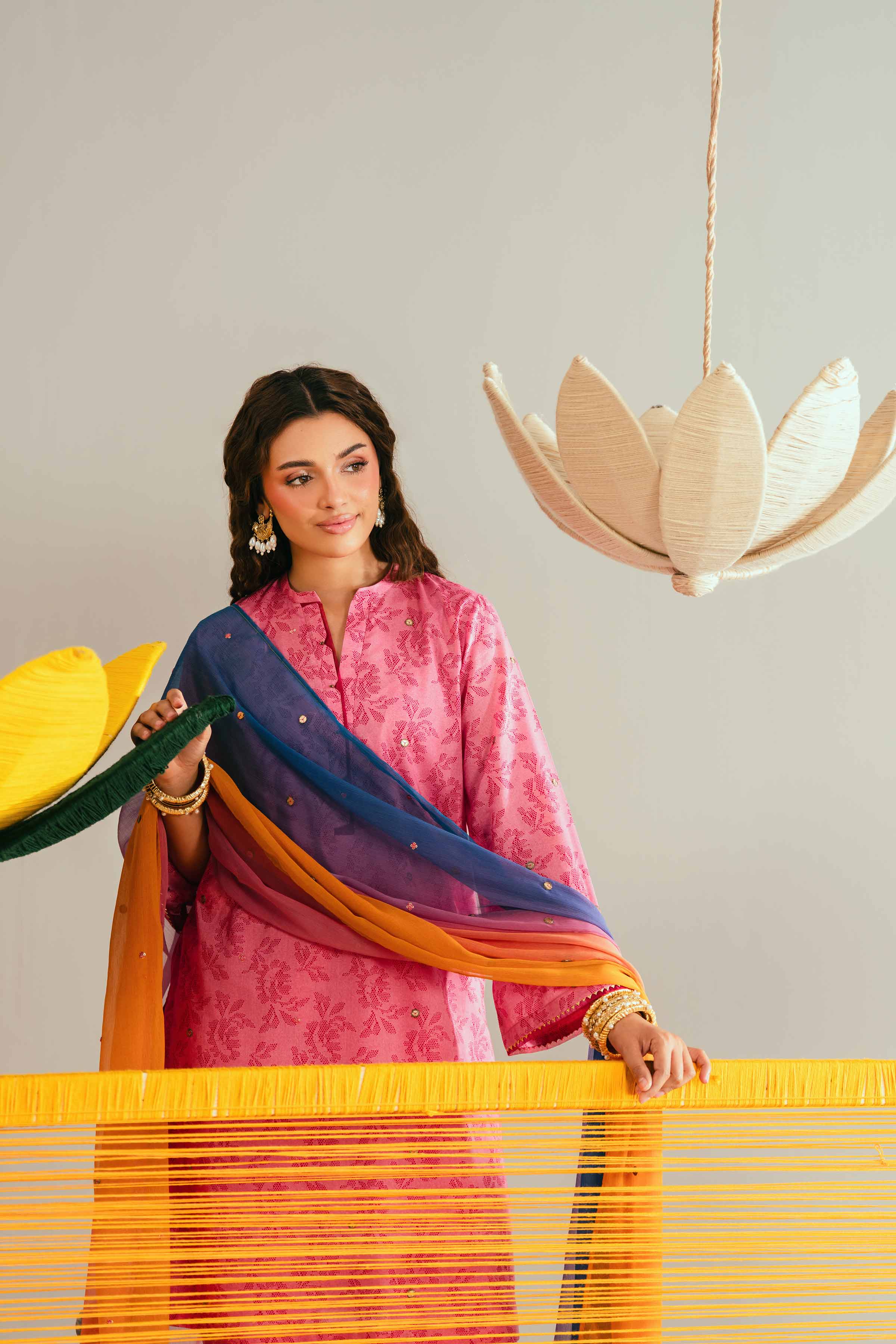 3 Piece - Printed Embroidered Suit - PE26-339