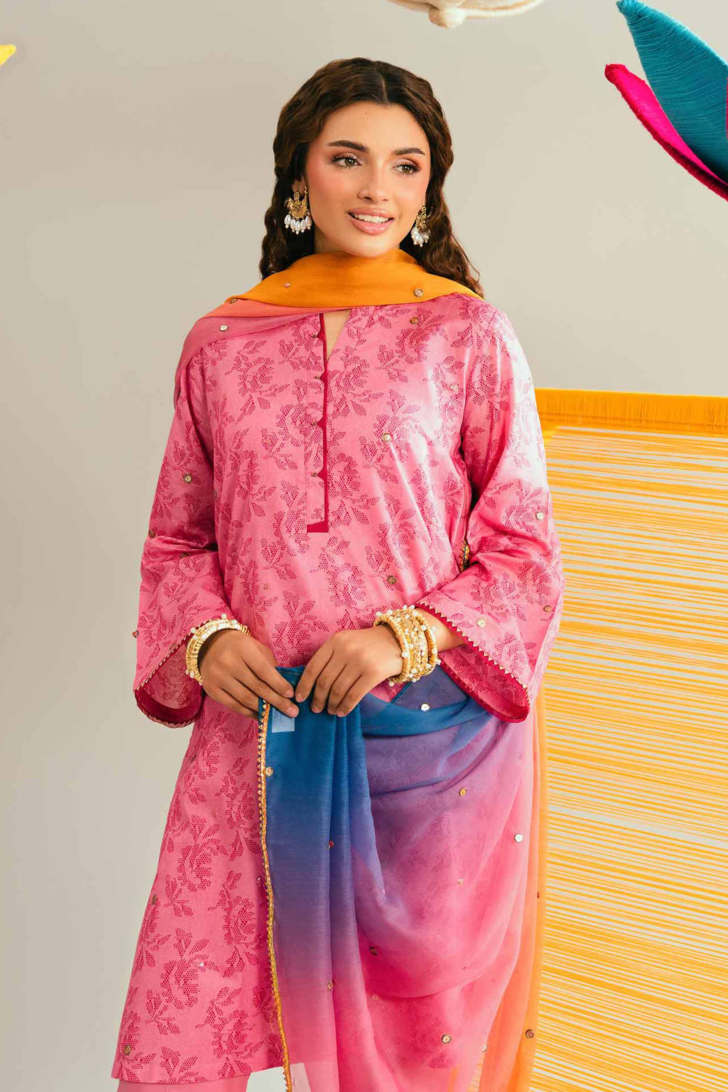 3 Piece - Printed Embroidered Suit - PE26-339