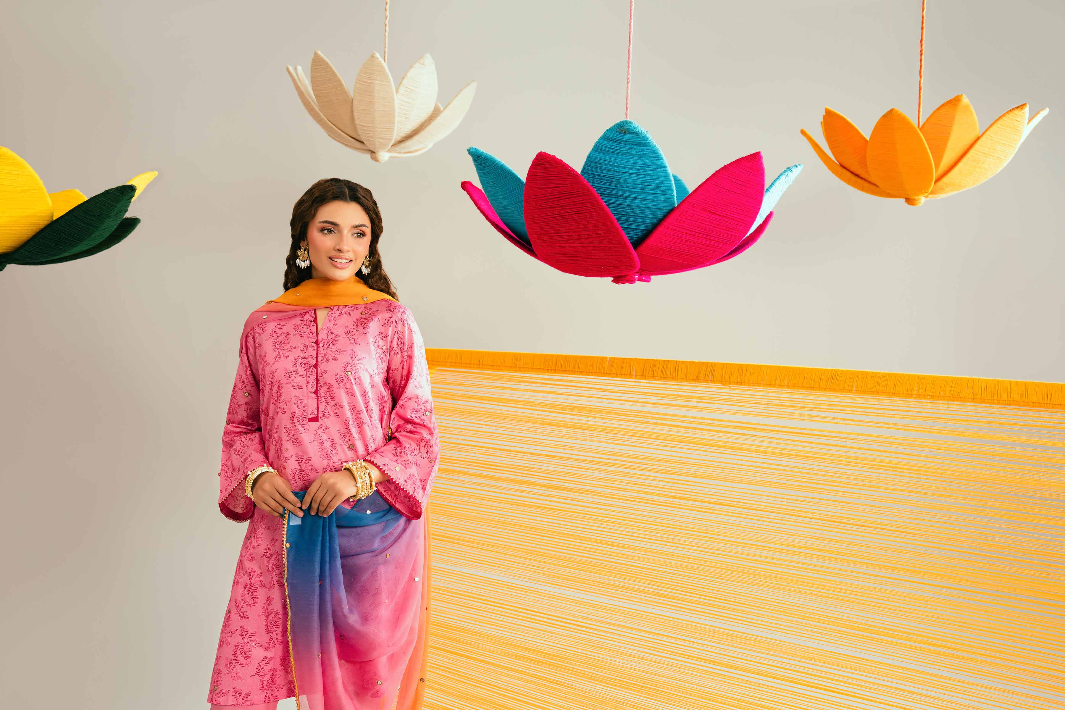 3 Piece - Printed Embroidered Suit - PE26-339