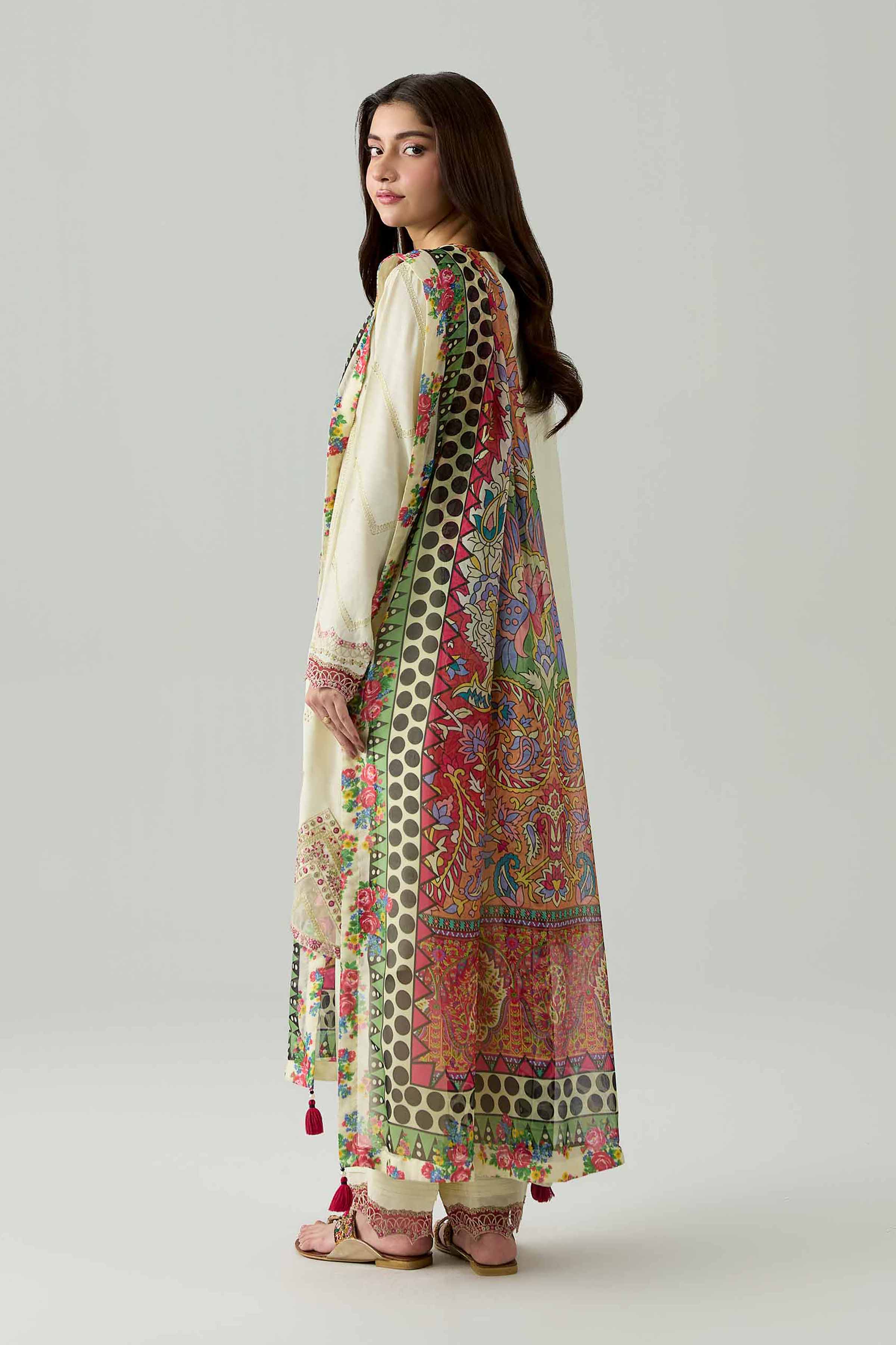 3 Piece - Printed Embroidered Suit - PE26-340