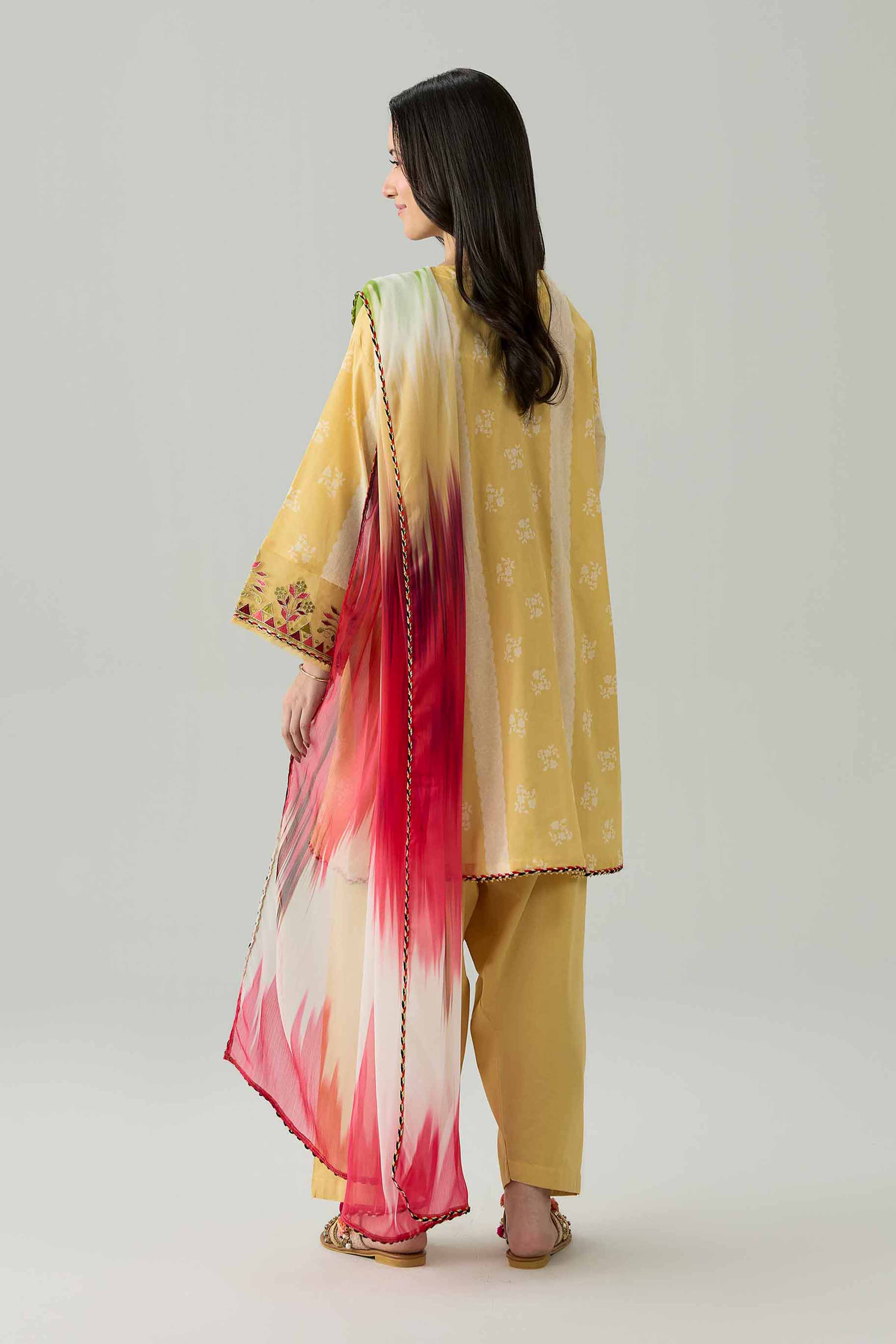 3 Piece - Printed Embroidered Suit - PE26-341