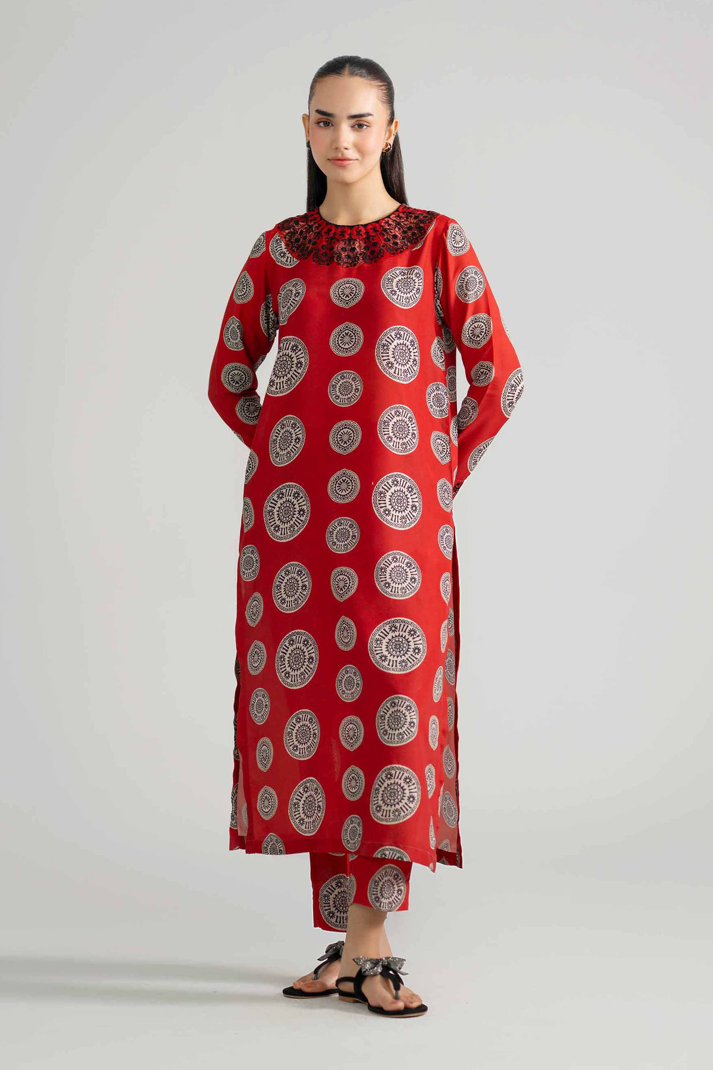 2 Piece - Printed Embroidered Suit - PE26-349