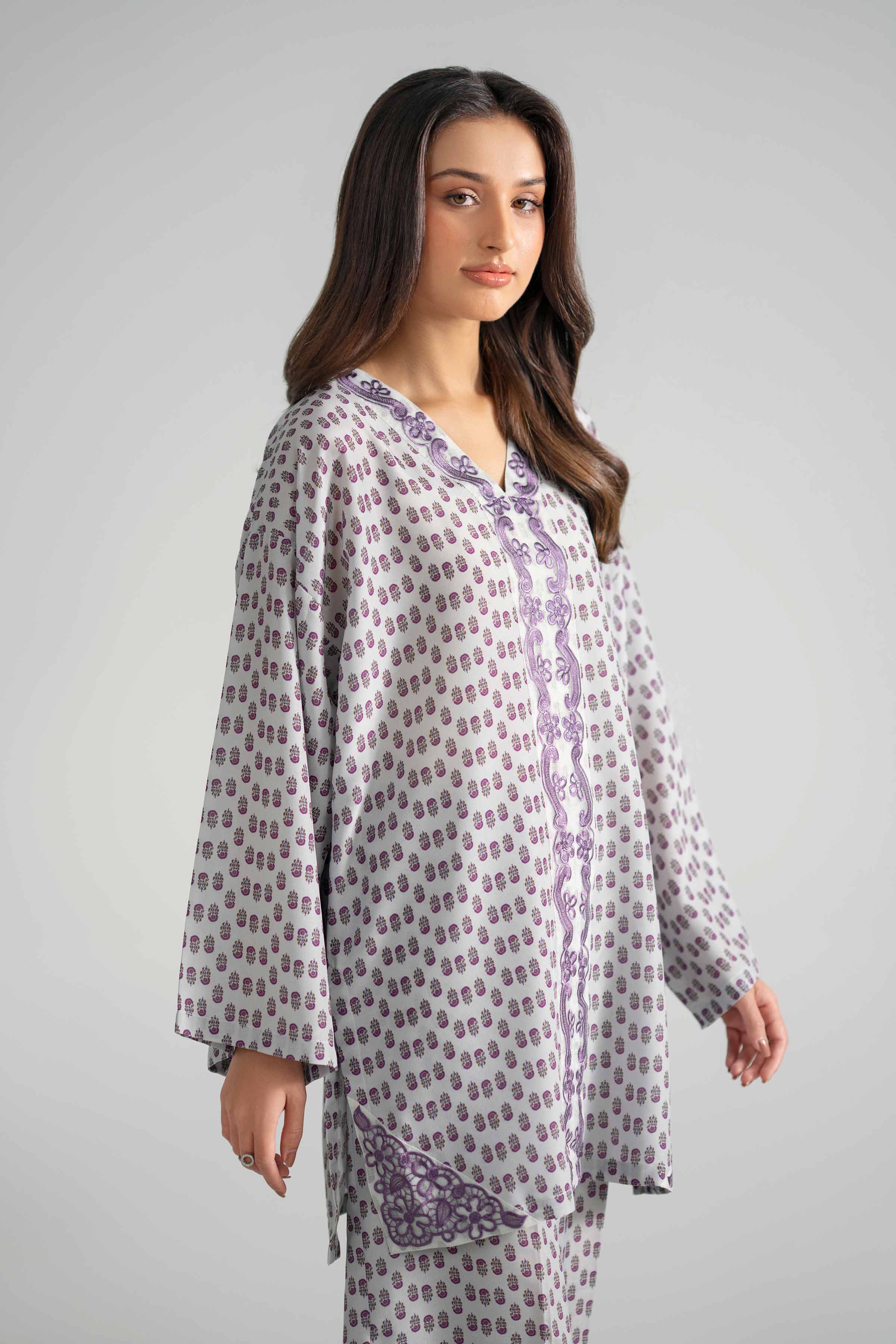 2 Piece - Printed Embroidered Suit - PE26-353