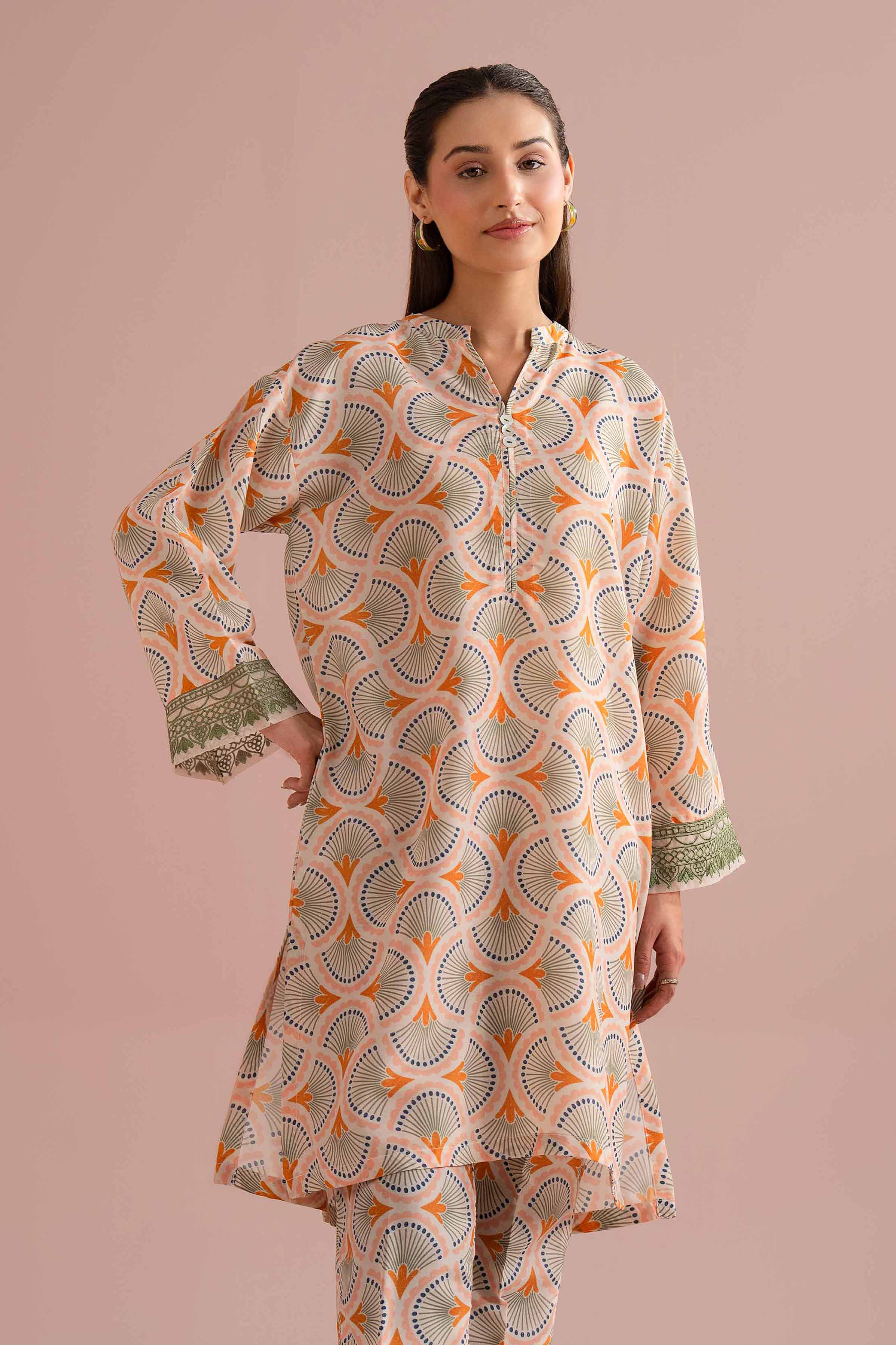 2 Piece - Printed Embroidered Suit - PE26-354