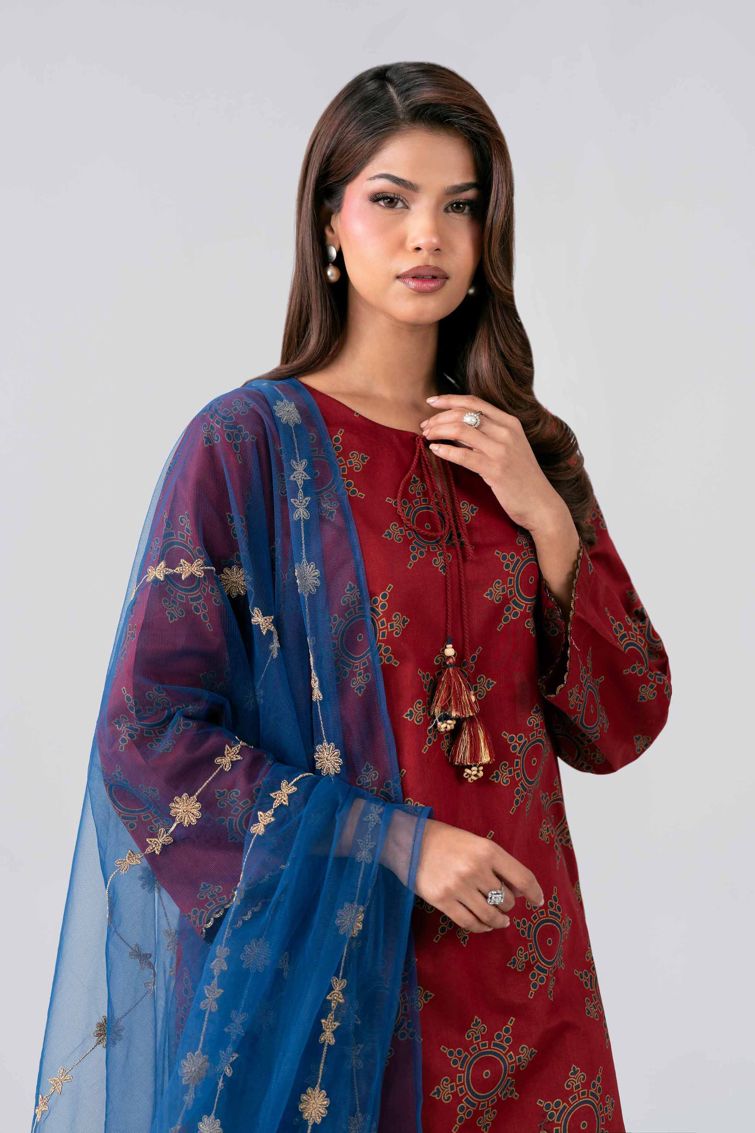 2 Piece - Printed Embroidered Suit - PE26-440