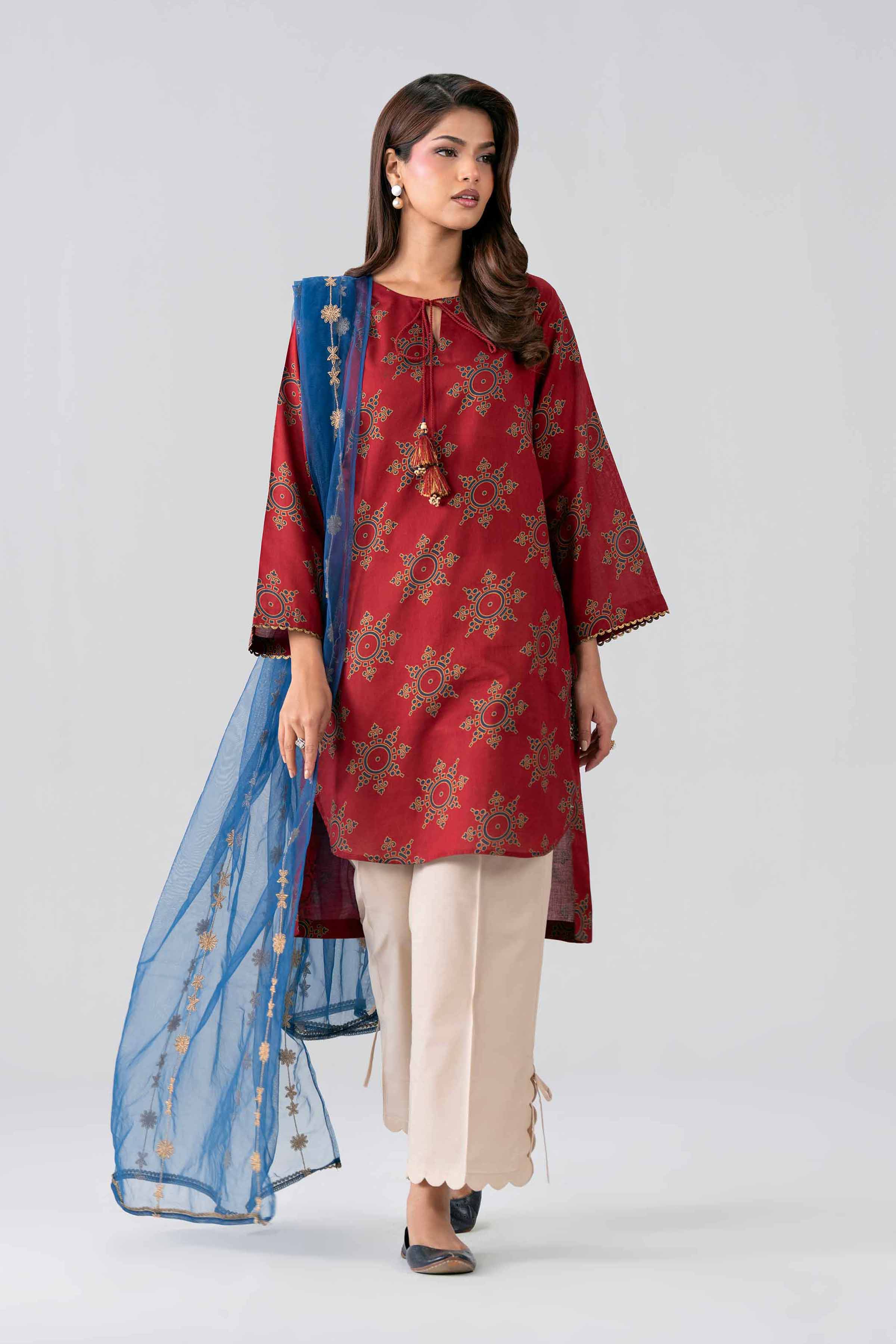 2 Piece - Printed Embroidered Suit - PE26-440
