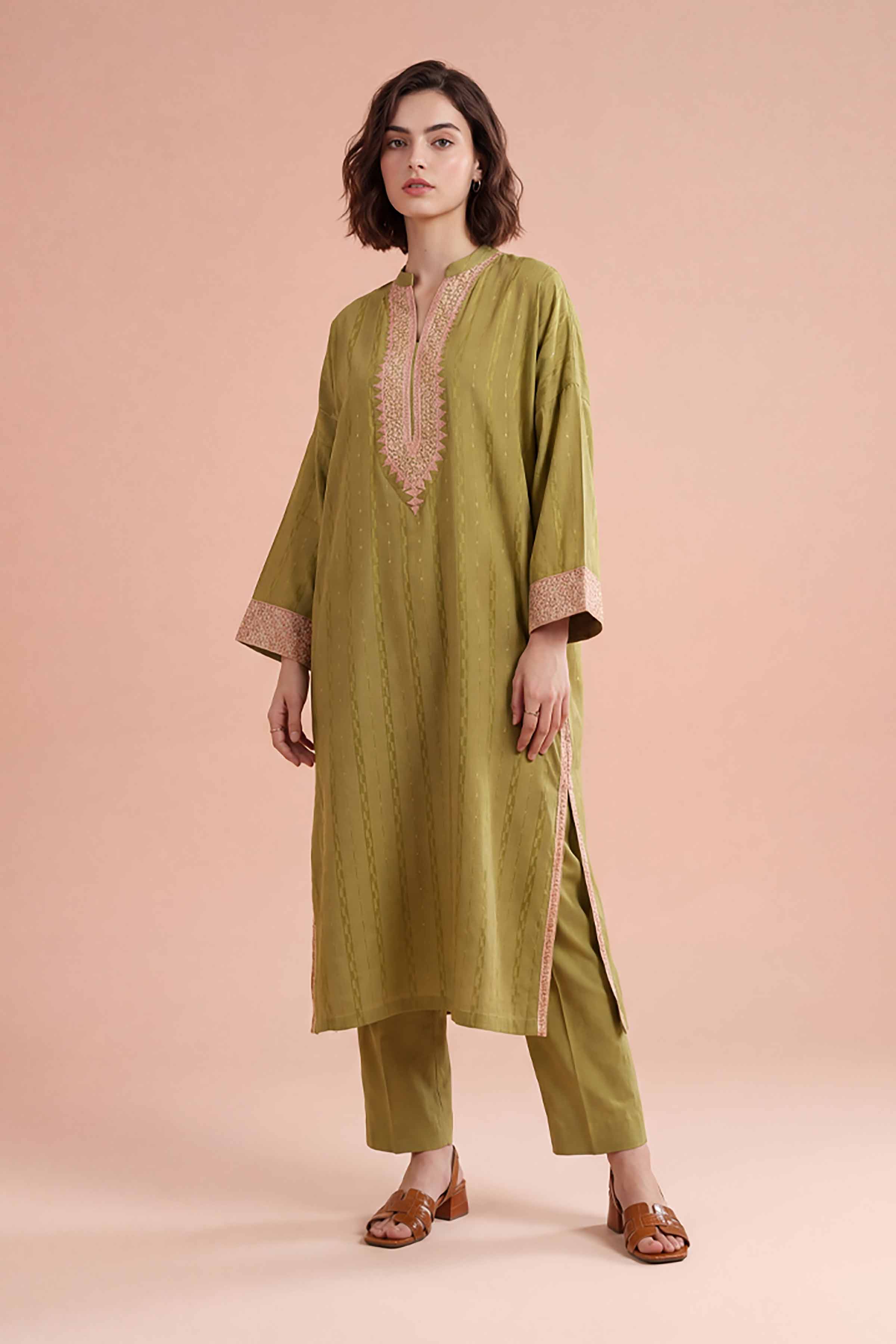 2 Piece - Embroidered Suit - PE26-461