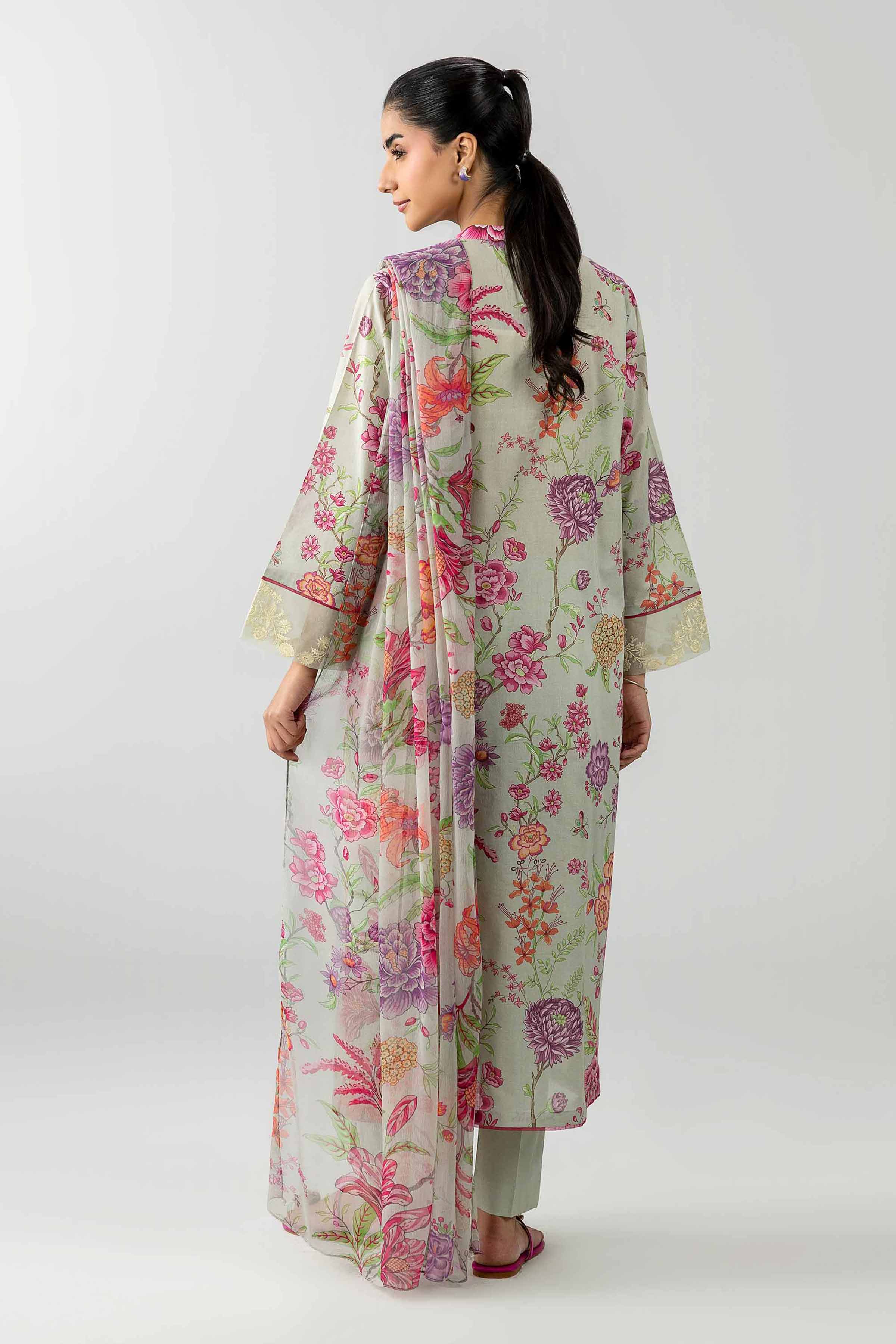 3 Piece - Printed Embroidered Suit - PE26-493