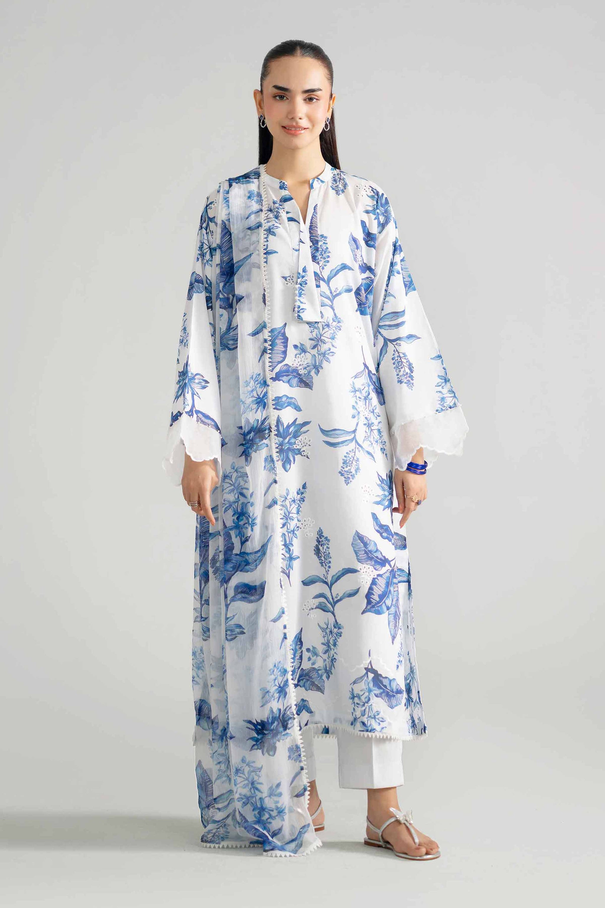 3 Piece - Printed Embroidered Suit - PE26-494