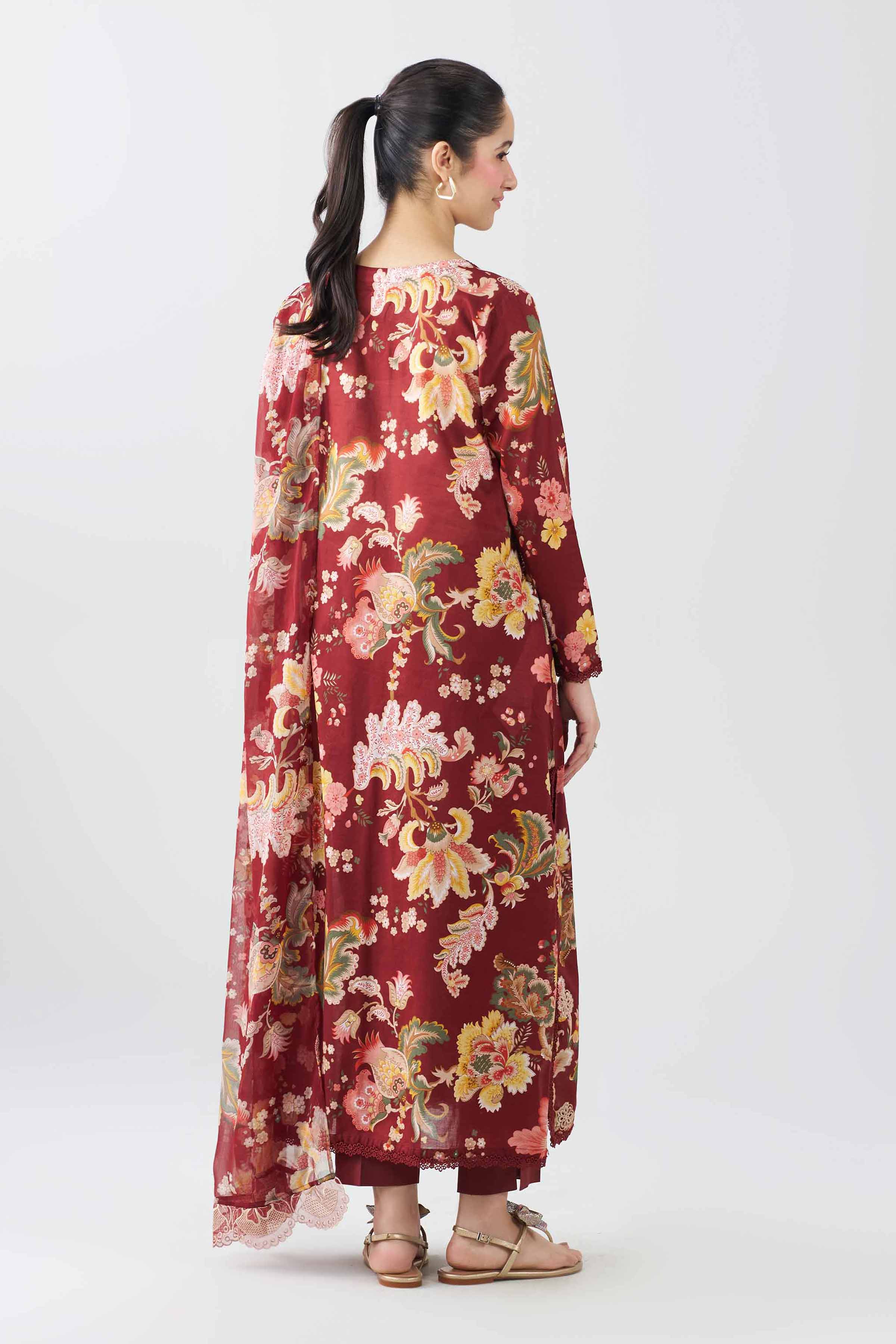 3 Piece - Printed Embroidered Suit - PE26-496