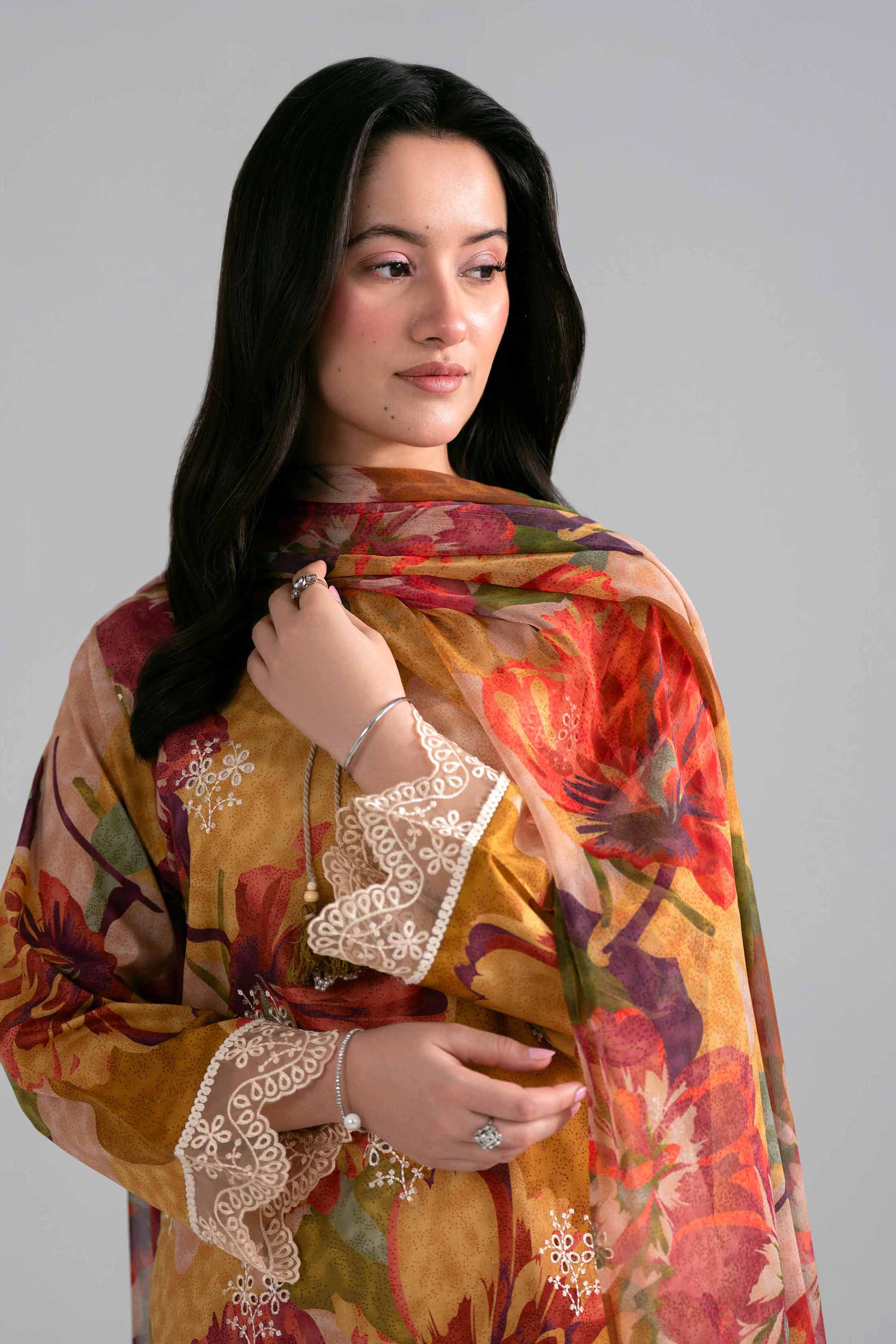 3 Piece - Printed Embroidered Suit - PE26-498